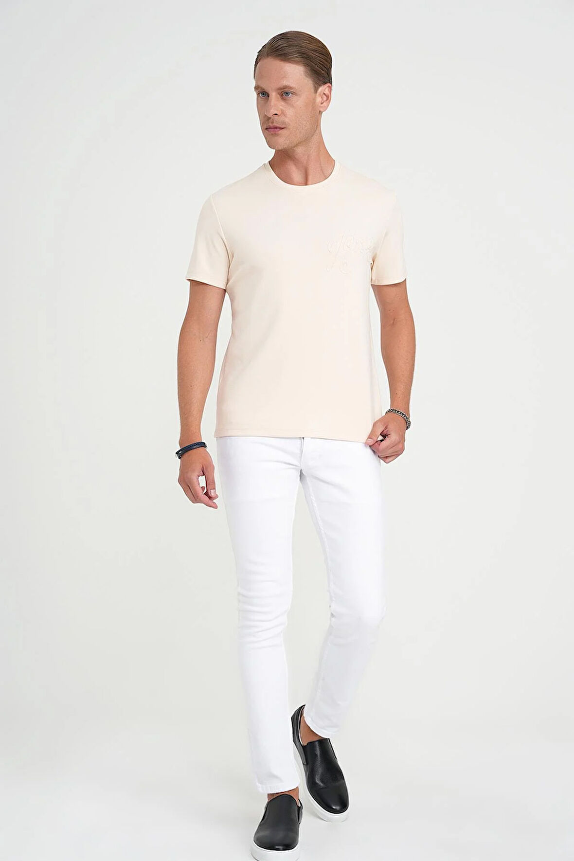 Slim Fit Beş Cep Likralı Beyaz Jean Pantolon Denim 134