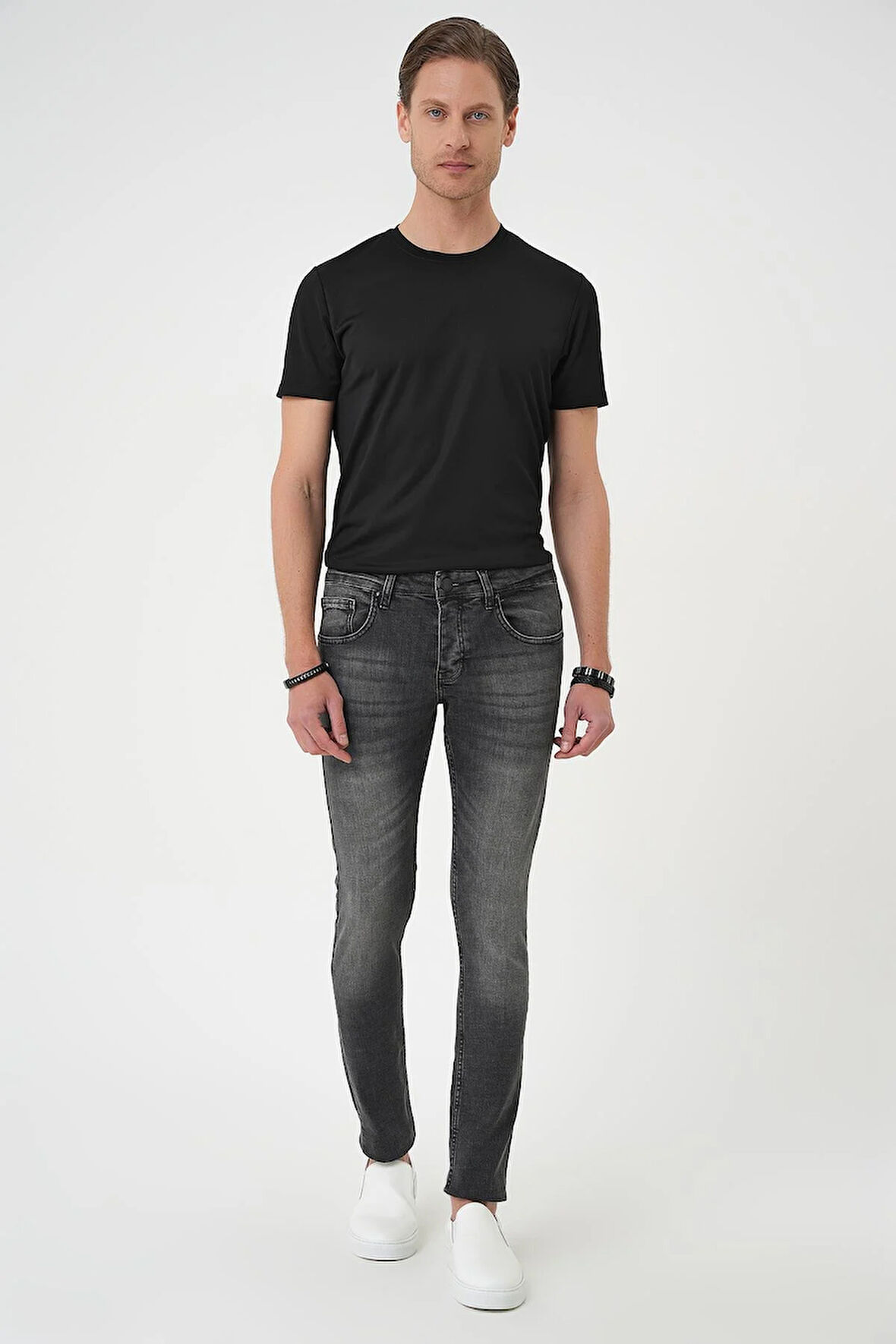 Denim 132 Slim Fit Beş Cepli Likralı Yıkamalı Antrasit Jean Pantolon