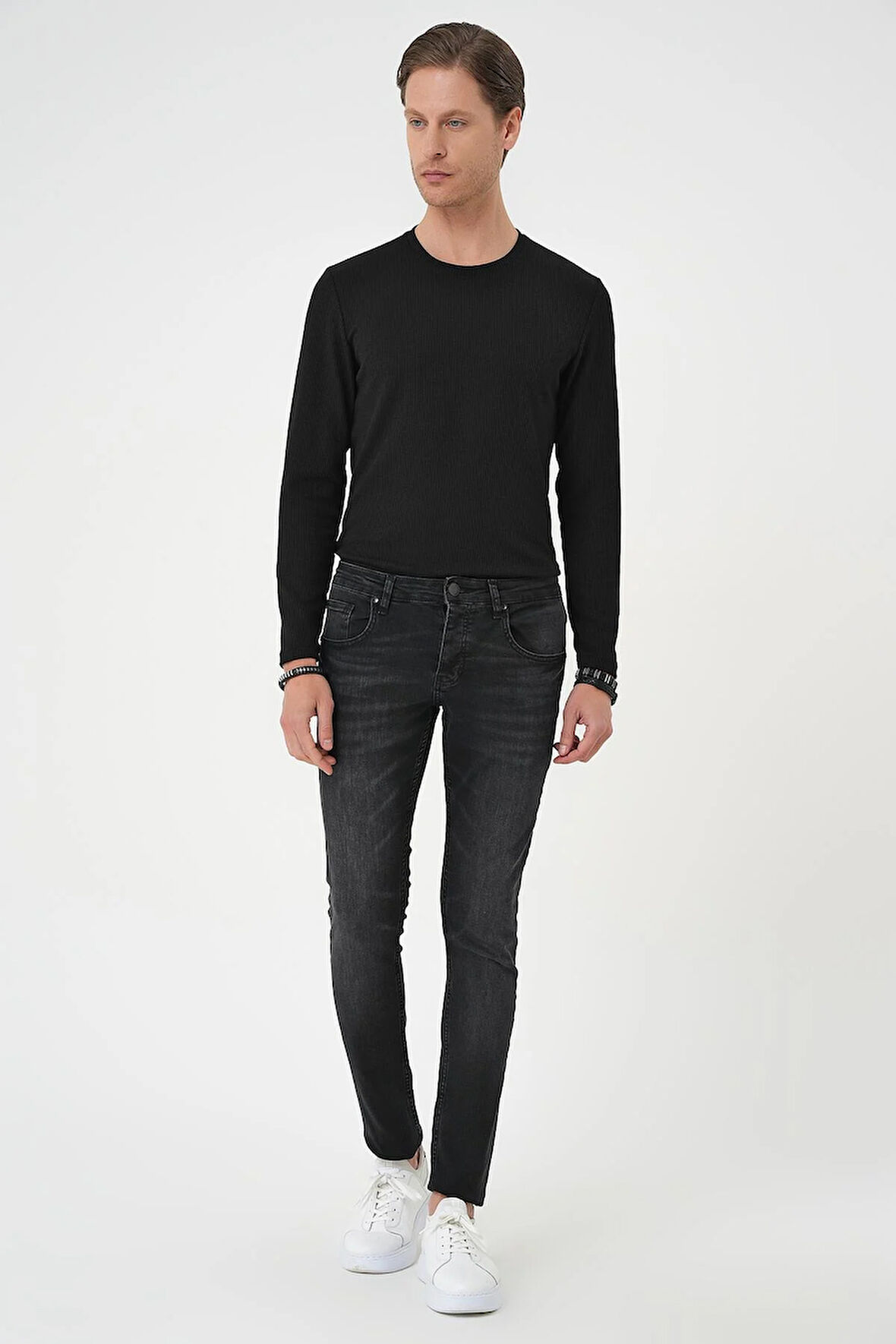 Denim 130 Slim Fit Beş Cepli Likralı Yıkamalı Siyah Jean Pantolon