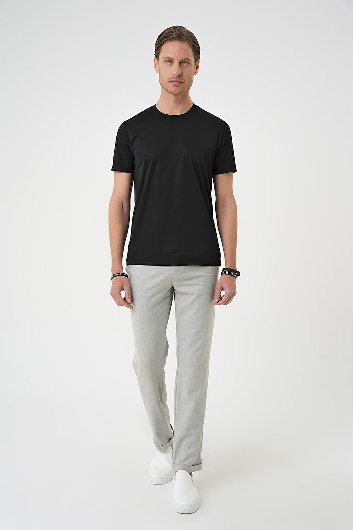 Ts 900 Comfort Fit Bisiklet Yaka Viskon Karışımlı Casuel Siyah Tişört