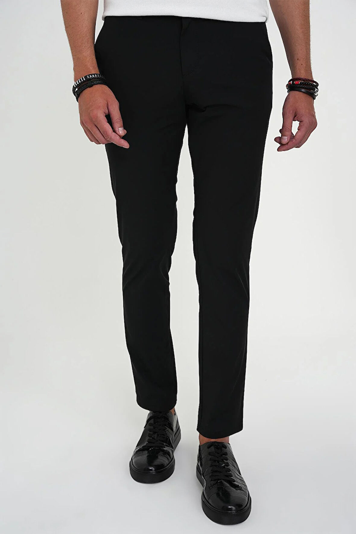 Comfort Fit Esnek Pamuk Spor Siyah Pantolon P 1190