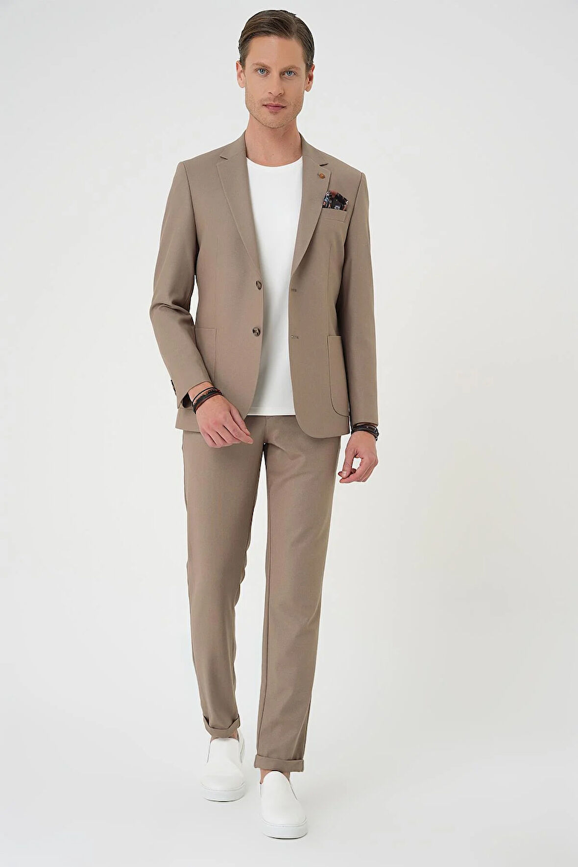 C 708 Comfort Fit Mono Yaka Torba Cep Casual Koyu Bej Ceket