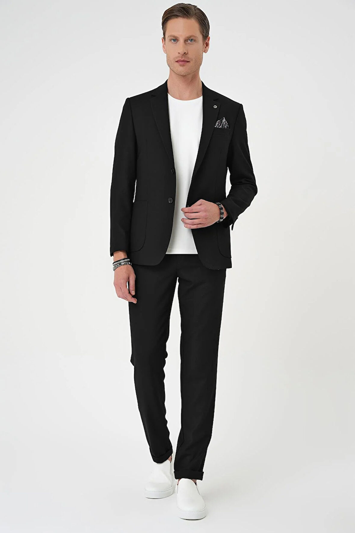 C 708 Comfort Fit Mono Yaka Torba Cep Casual Siyah Ceket