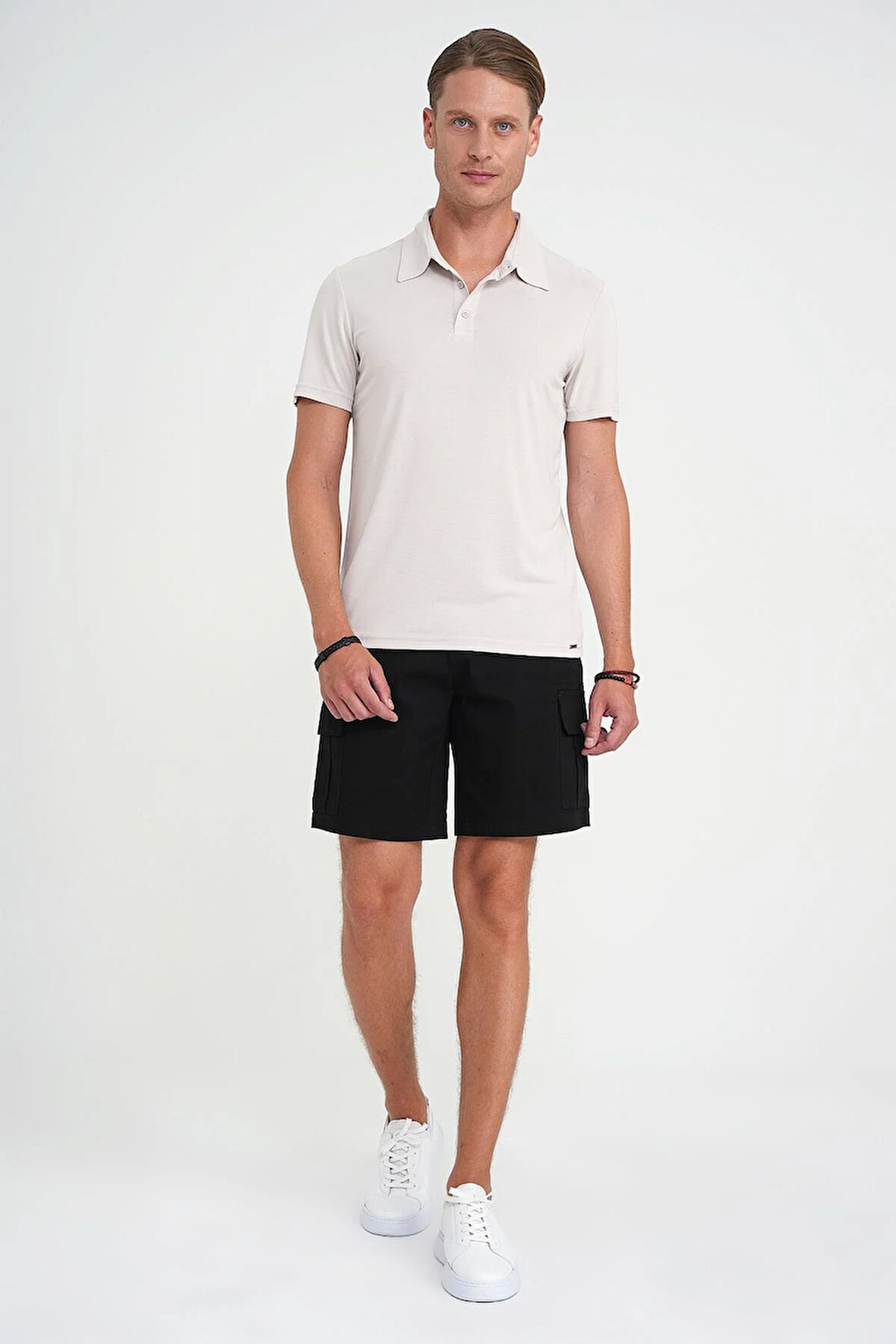 Ts 903 Comfort Fit Polo Yaka Modal Karışım Kısa Kol Casual Taş Tişört