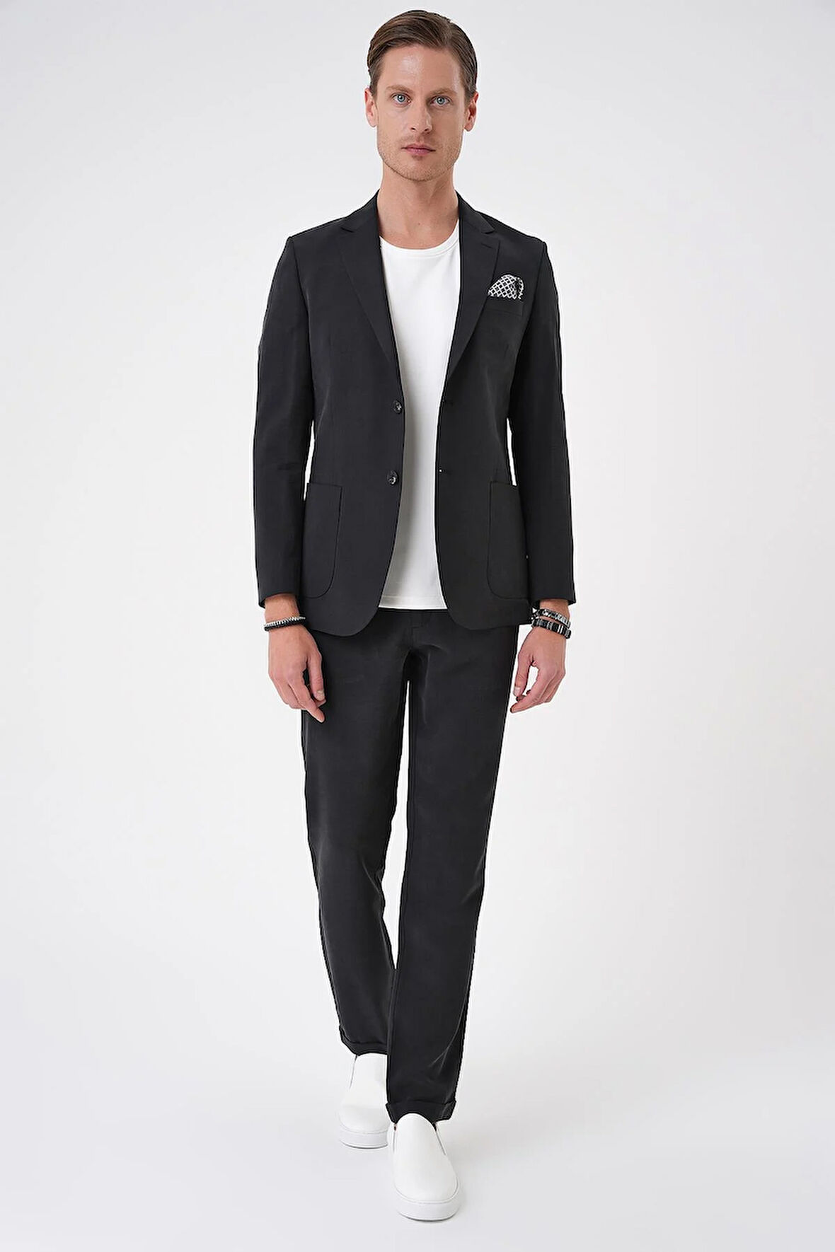 C 714 Slim Fit Torba Cep Spandex Karışımlı Casual Siyah Ceket