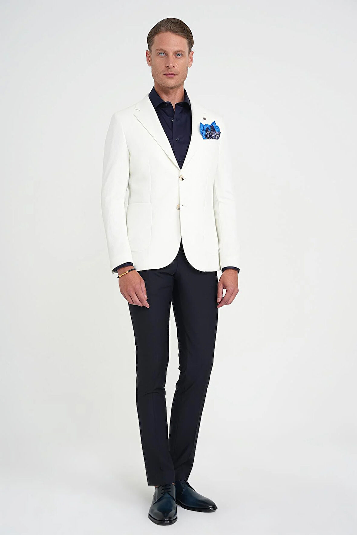 Comfort Fit Mono Yaka Kelebek Astarlı Dokulu Ekru Ceket C 715