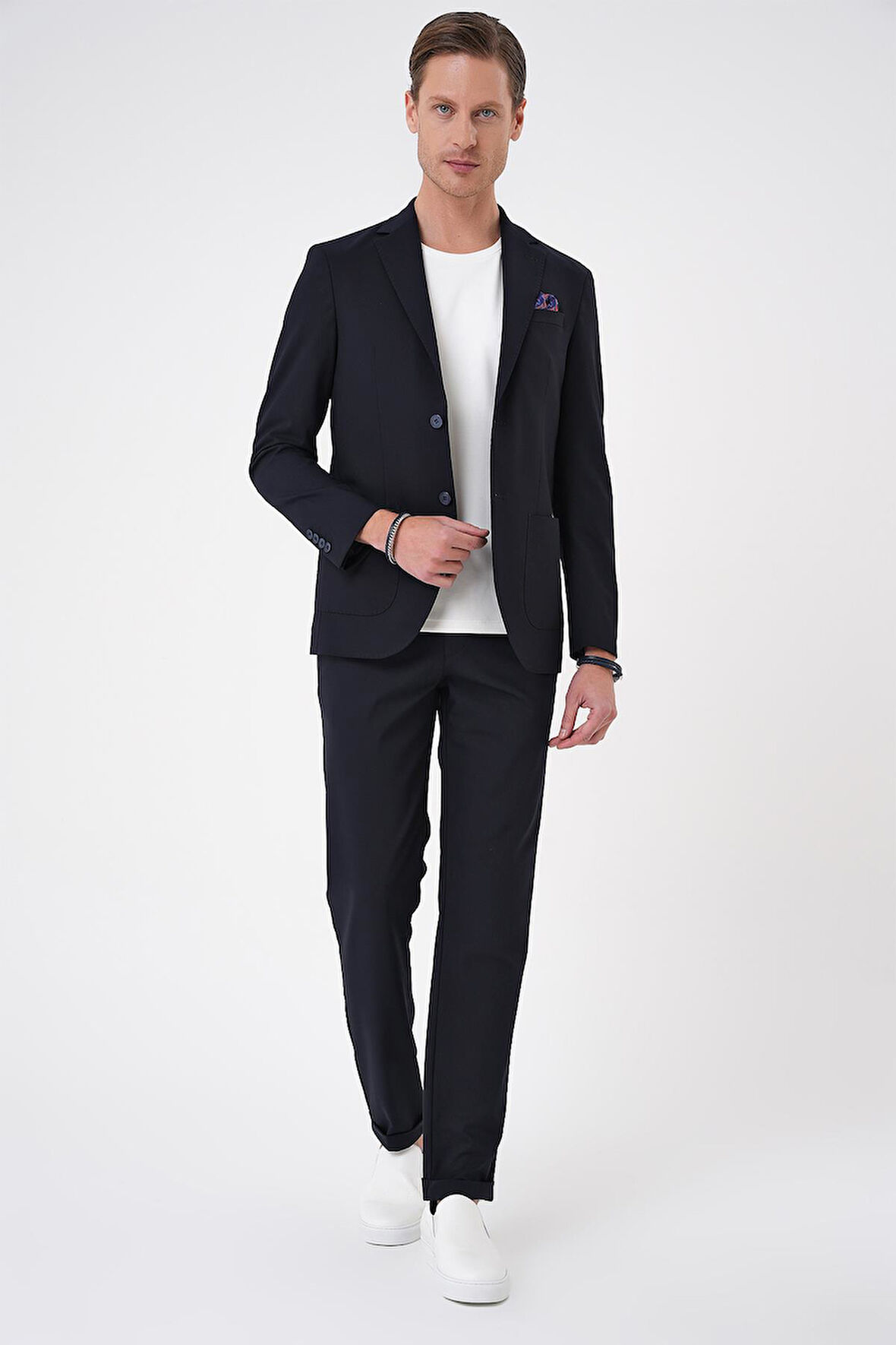 C 707 Comfort Fit Mono Yaka Torba Cep Casual Lacivert Ceket