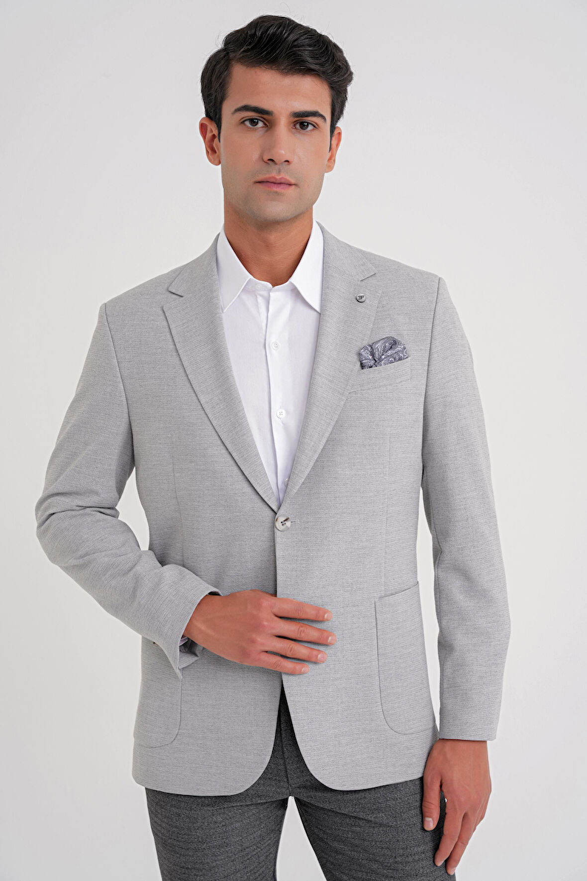 C 698 CEKET Regular Fit GRİ-1 CASUAL