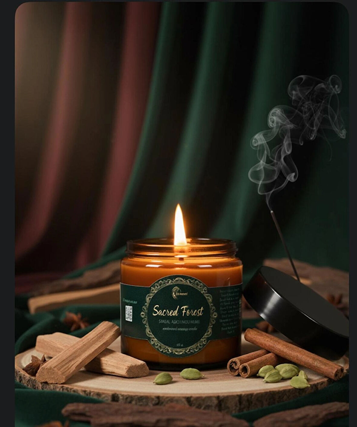 Aromaterapi Sandal Ağacı Kokulu Masaj Mumu 100 ml Doğal Bitkisel Yağlı, Nemlendirici Etkili Mum