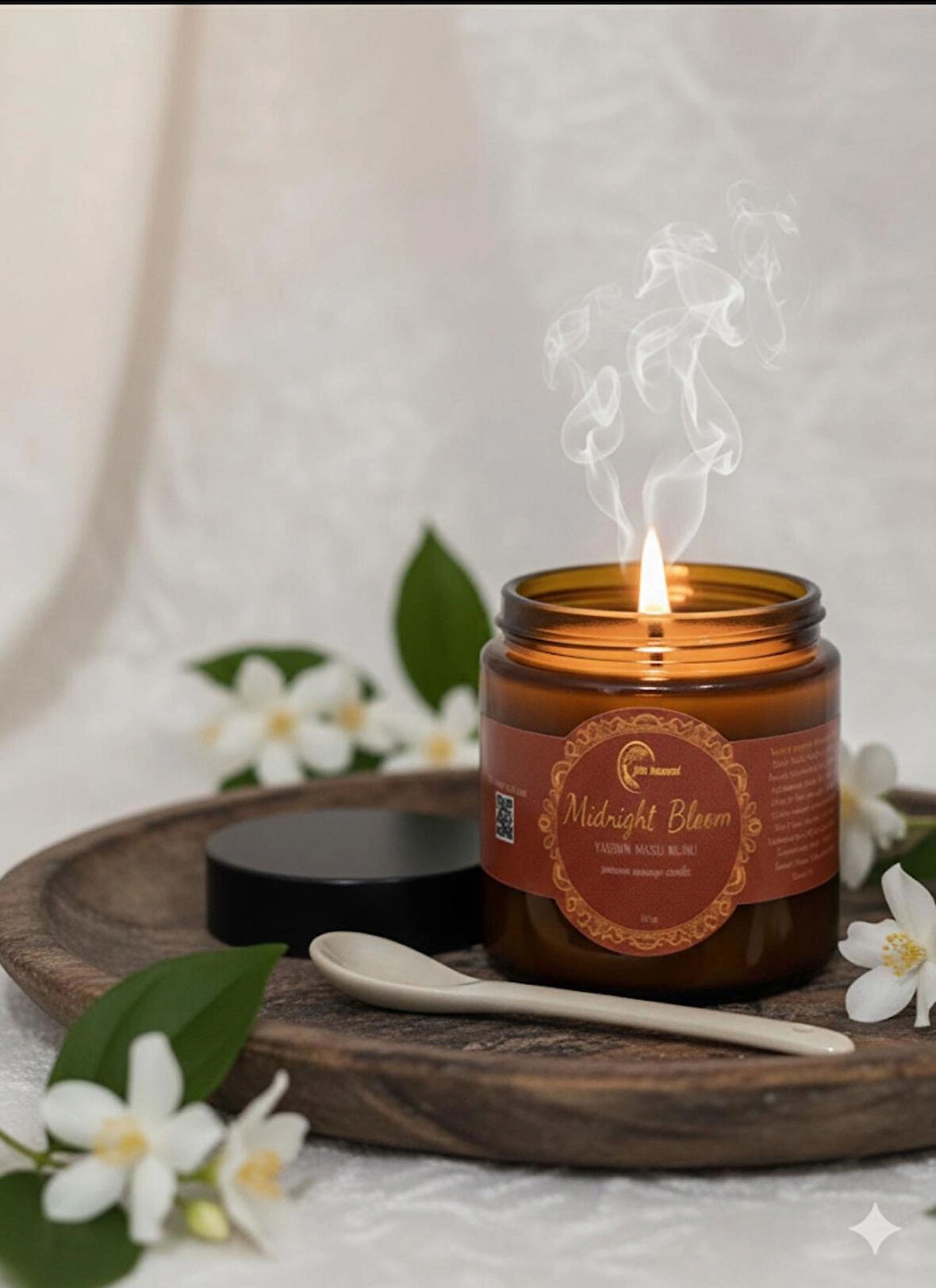 Aromaterapi Yasemin Kokulu Masaj Mumu 100 ml Doğal Bitkisel Yağlı, Nemlendirici Etkili Mum