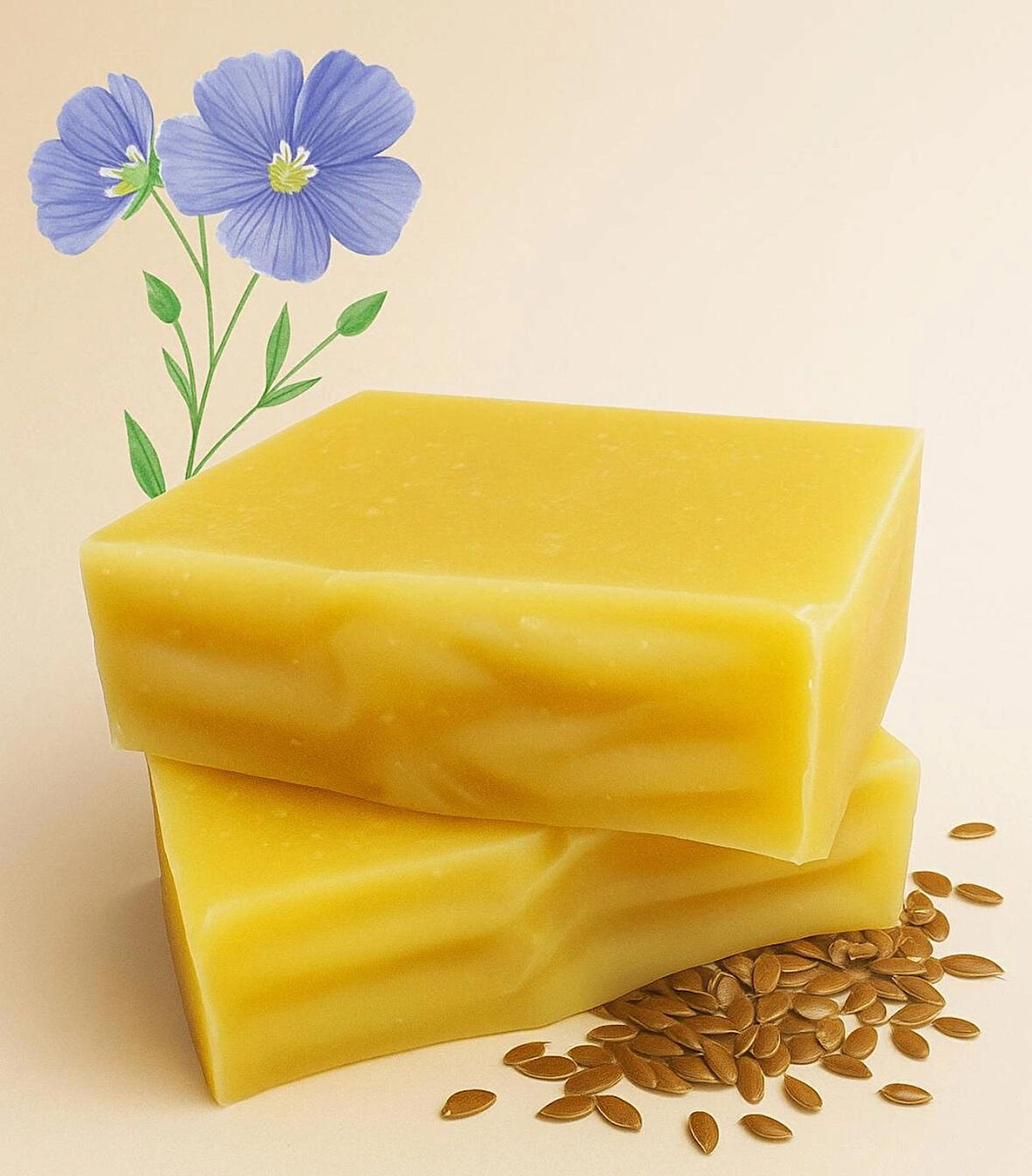 Doğal El Yapımı Keten Tohumu Sabunu 1 Adet 100 Gr Nemlendirici, Cilt Yenileyici ve Besleyici