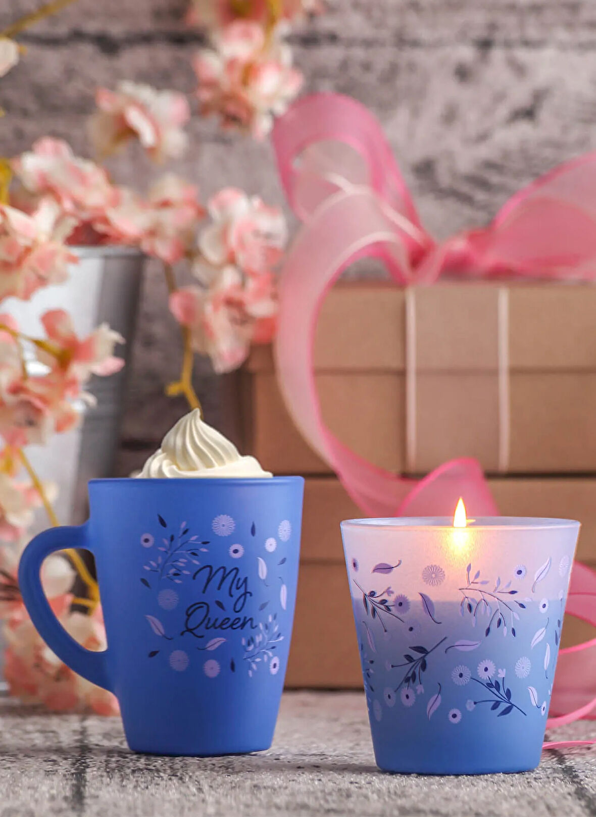 Ruby Lila Mum 2'Li Hediyelik Set Kokulu Mum Lila