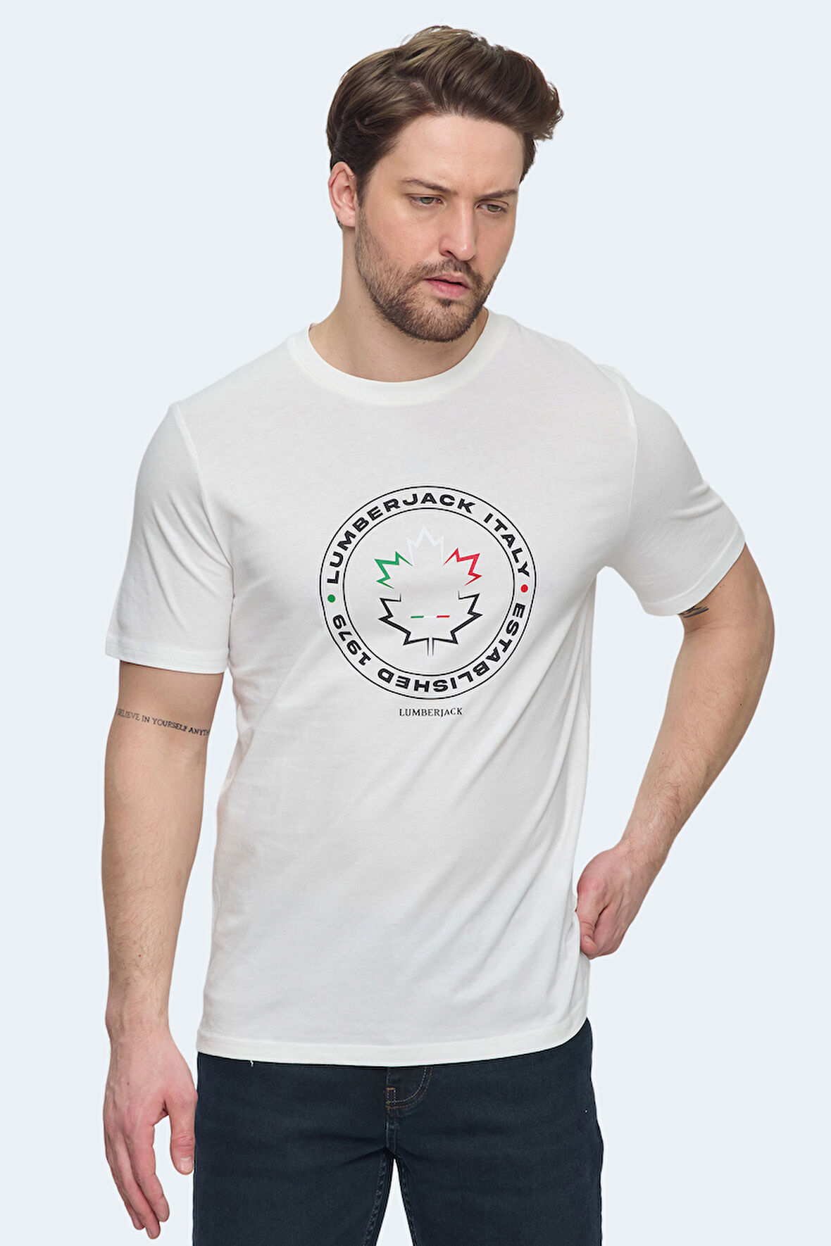 Lumberjack 5M ML RENATO 11ITL414 5FX Erkek  Beyaz Tişört