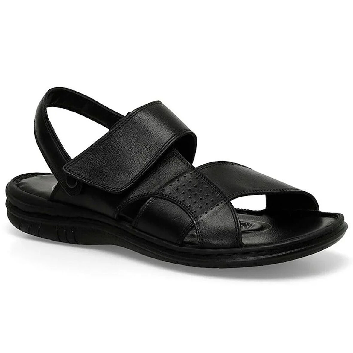 Polaris 106894 5FX Siyah Erkek Comfort Deri Sandalet