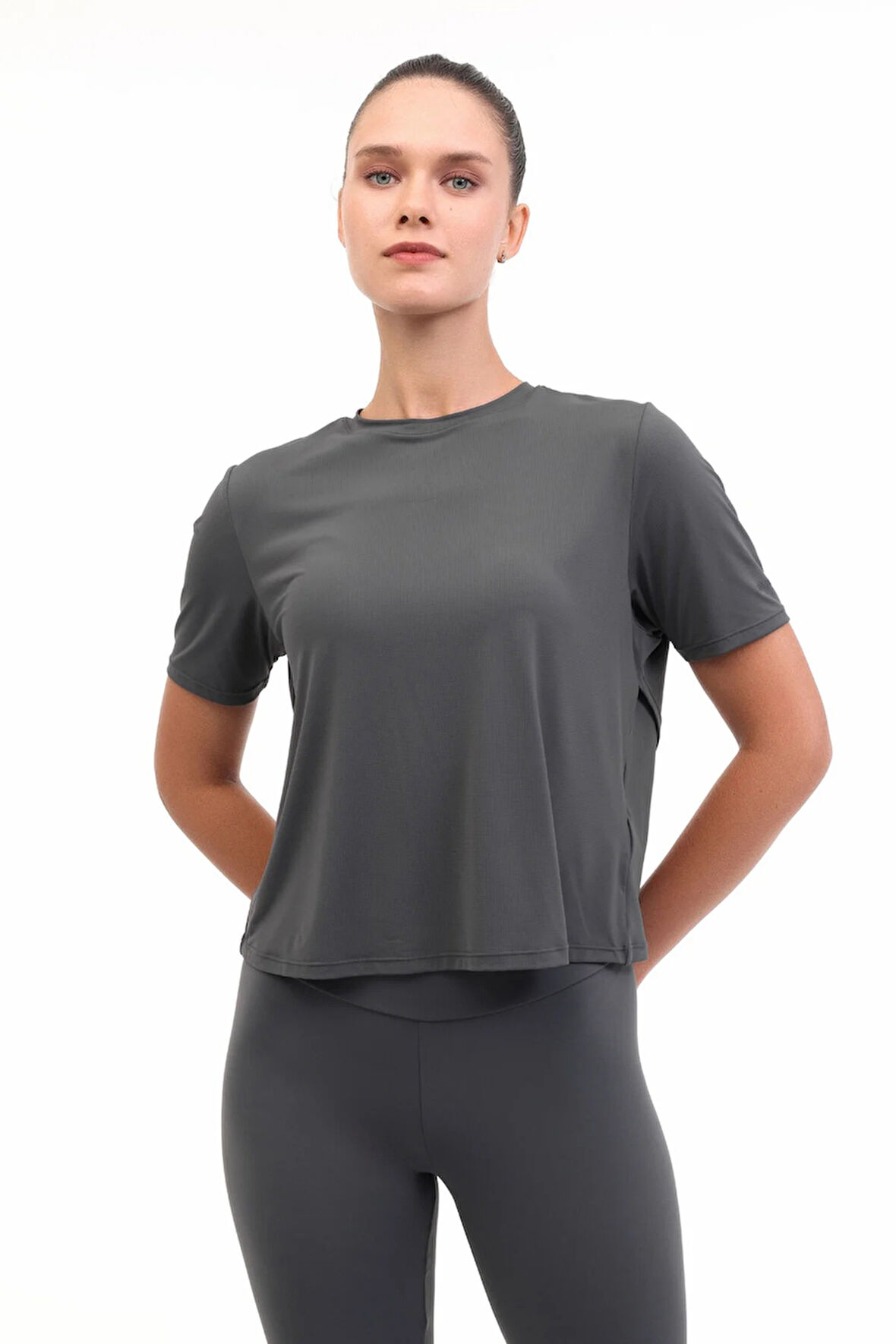 WL 11UUR24DP3300 YOG 5PR Kadın Koyu Gri T-Shirt - 102032885