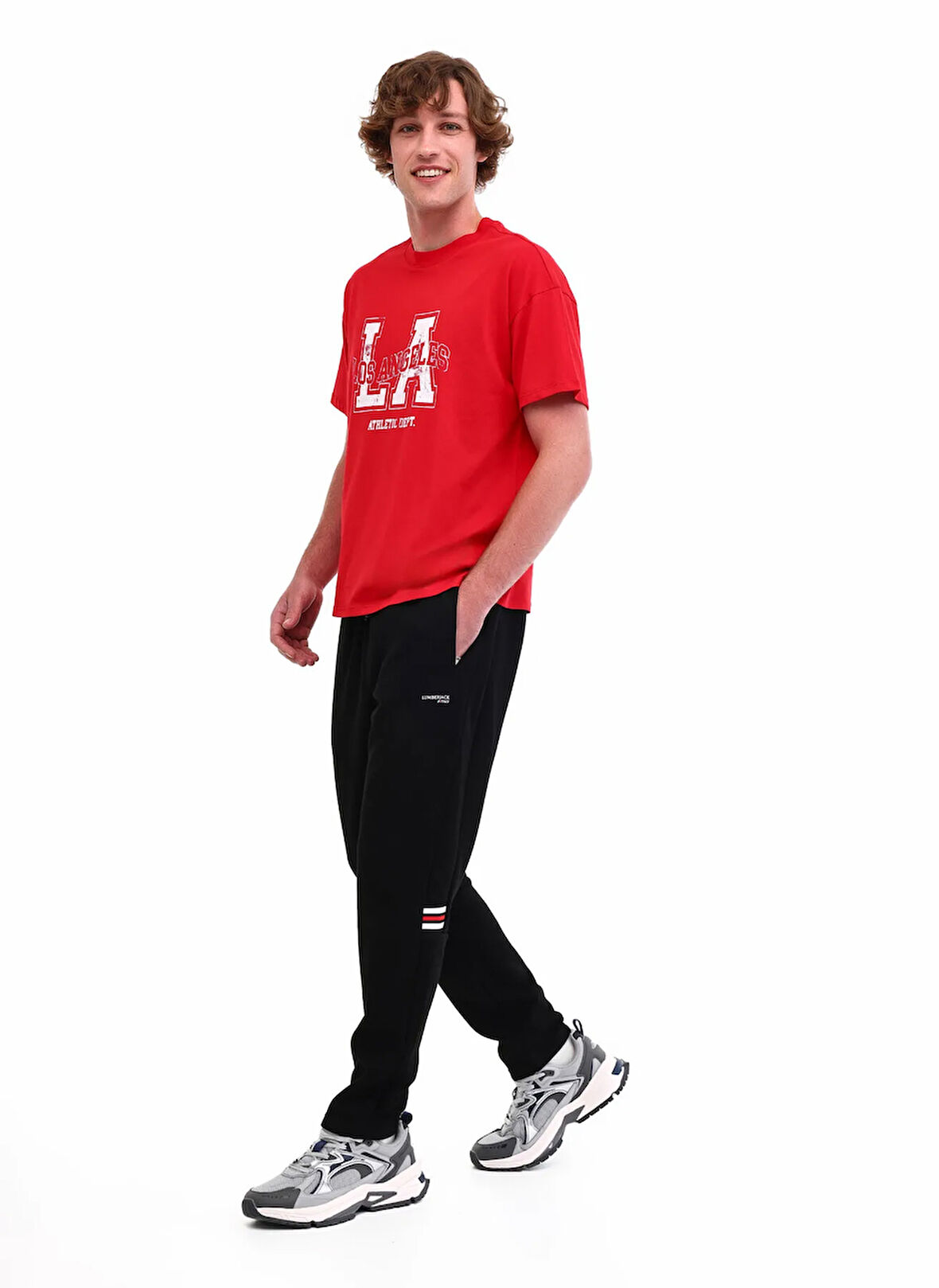Lumberjack 102024137 5W,ML ORTIZ 22ITL704 5PR, Siyah Lastikli Bel Regular Fit Erkek Eşofman Altı