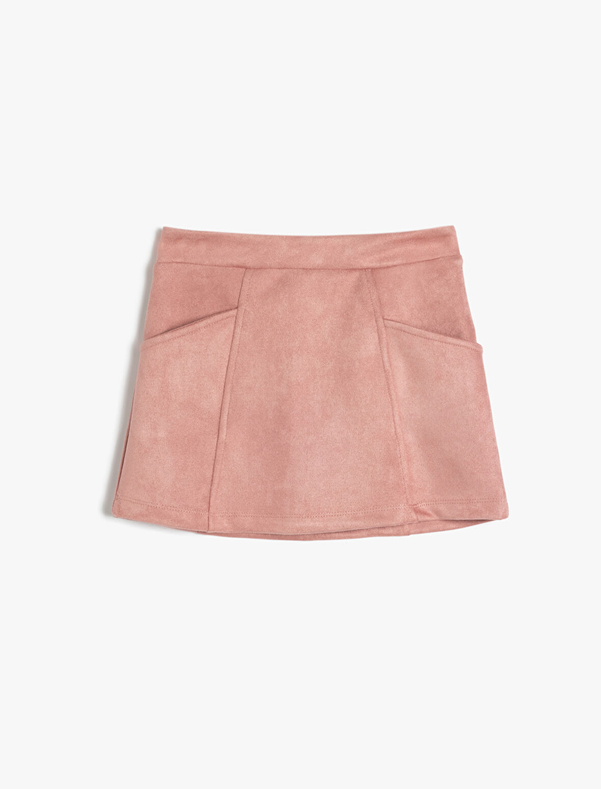 Cep Detaylı Standart Bel Suni Süet Etek