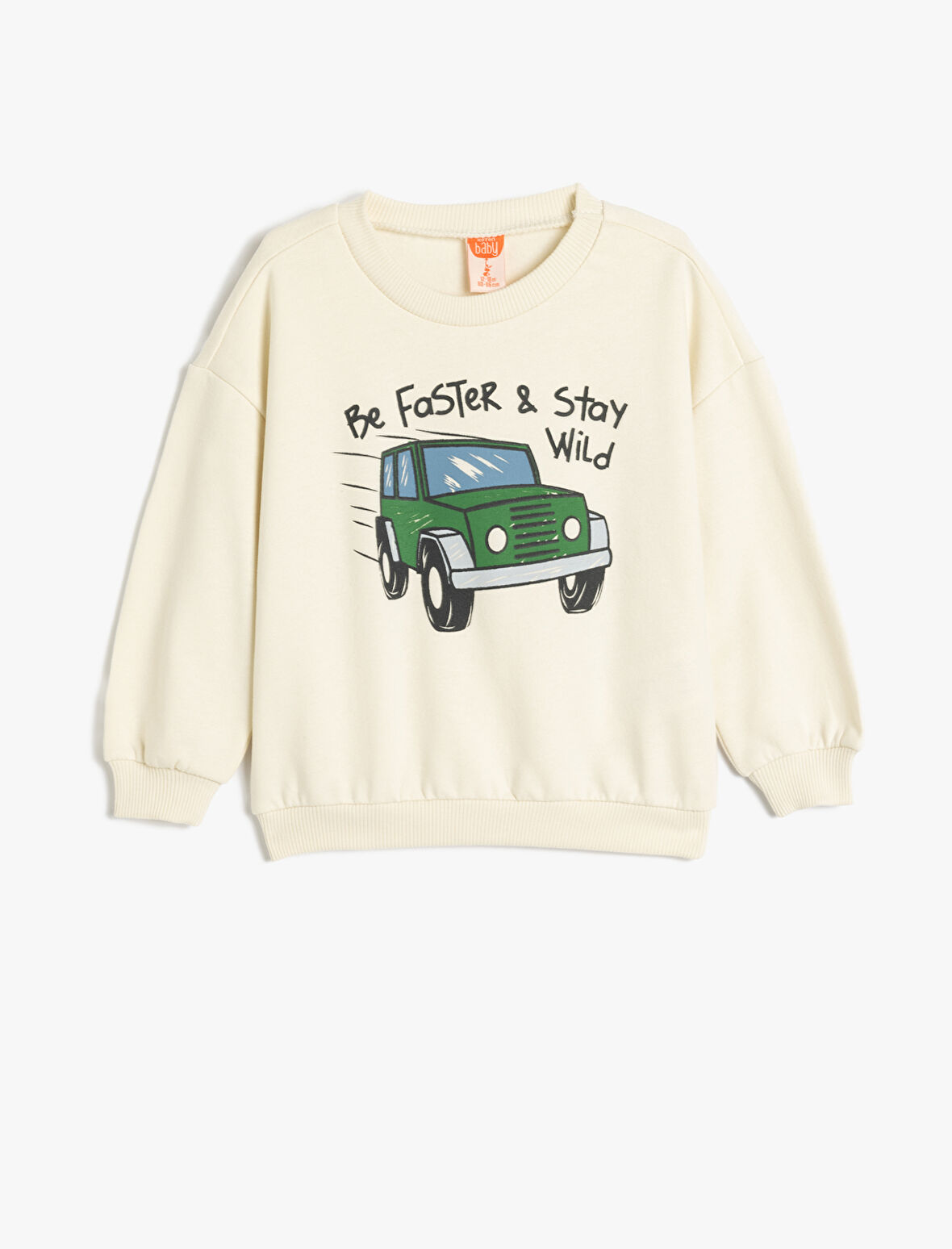 Sweatshirt Araba Baskılı Uzun Kollu Bisiklet Yaka 