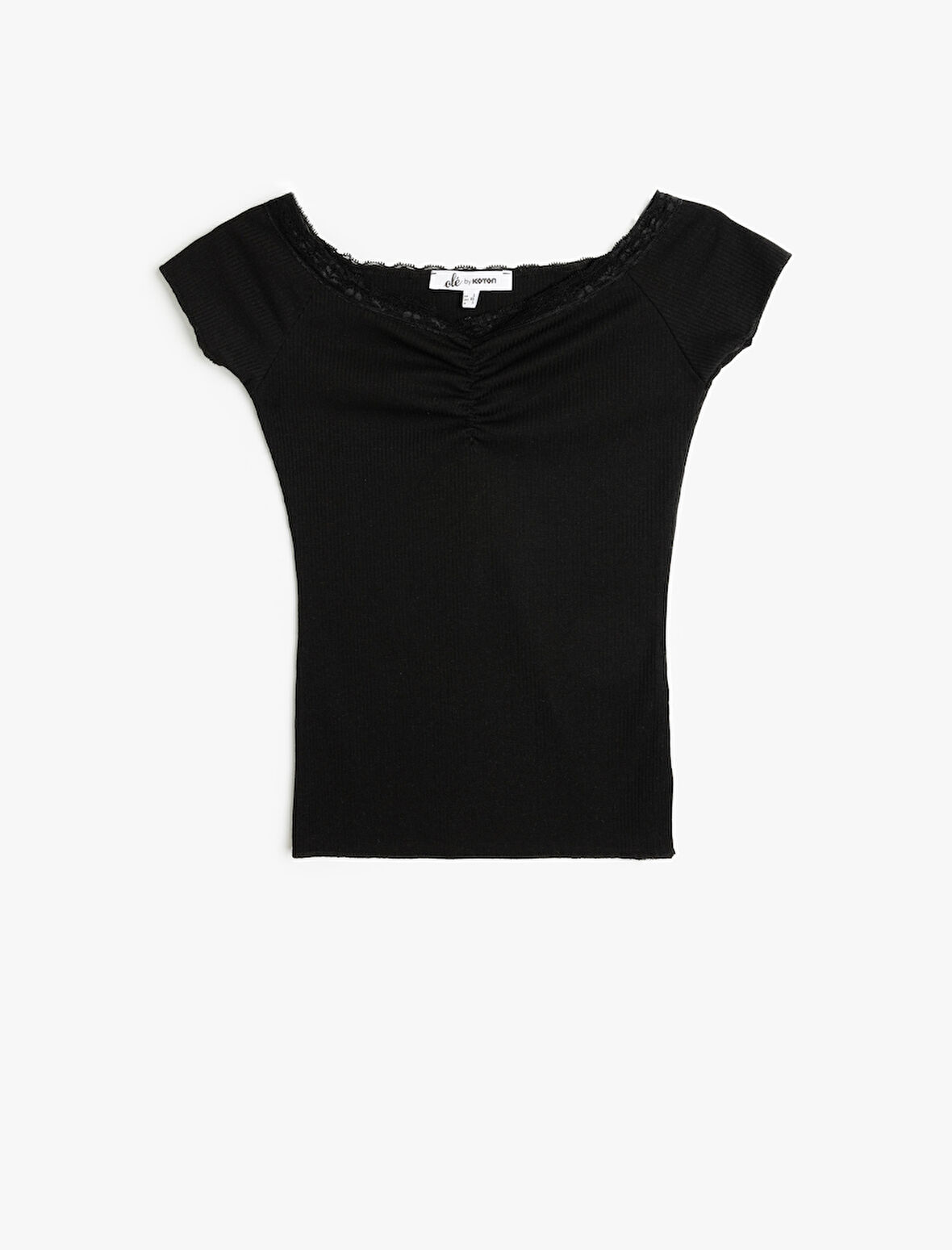 Dantel Detaylı Slim Fit Kısa Kollu Tişört