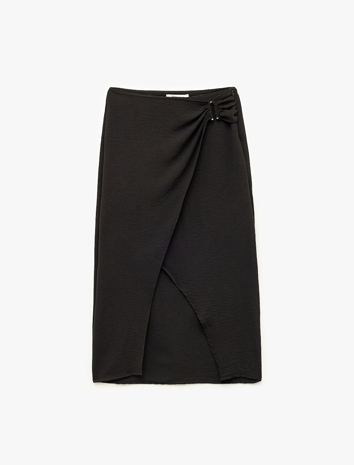 Metal Aksesuarlı Kruvaze Midi Etek