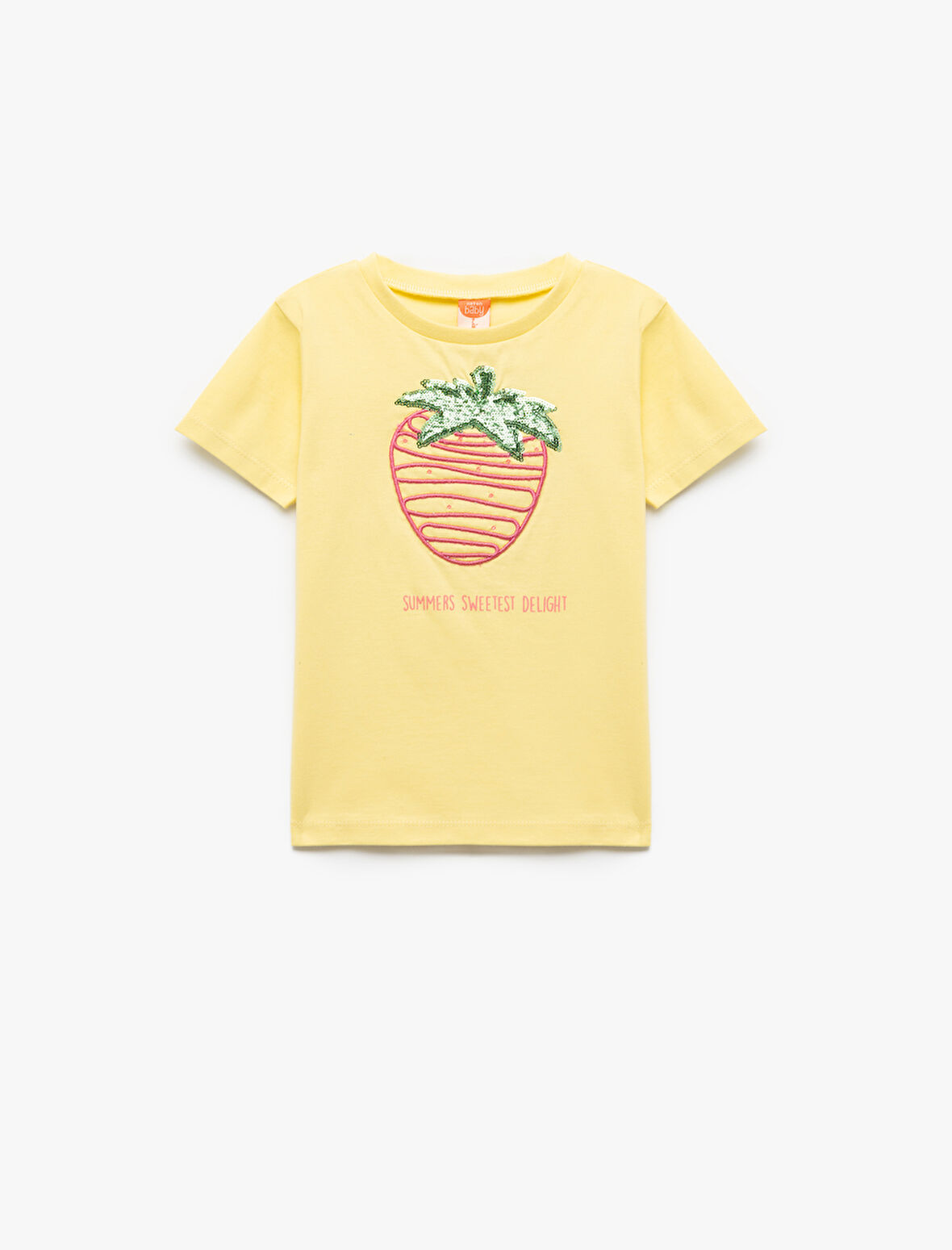 Bisiklet Yaka Pamuklu Pullu İşlemeli Kısa Kollu Tişört