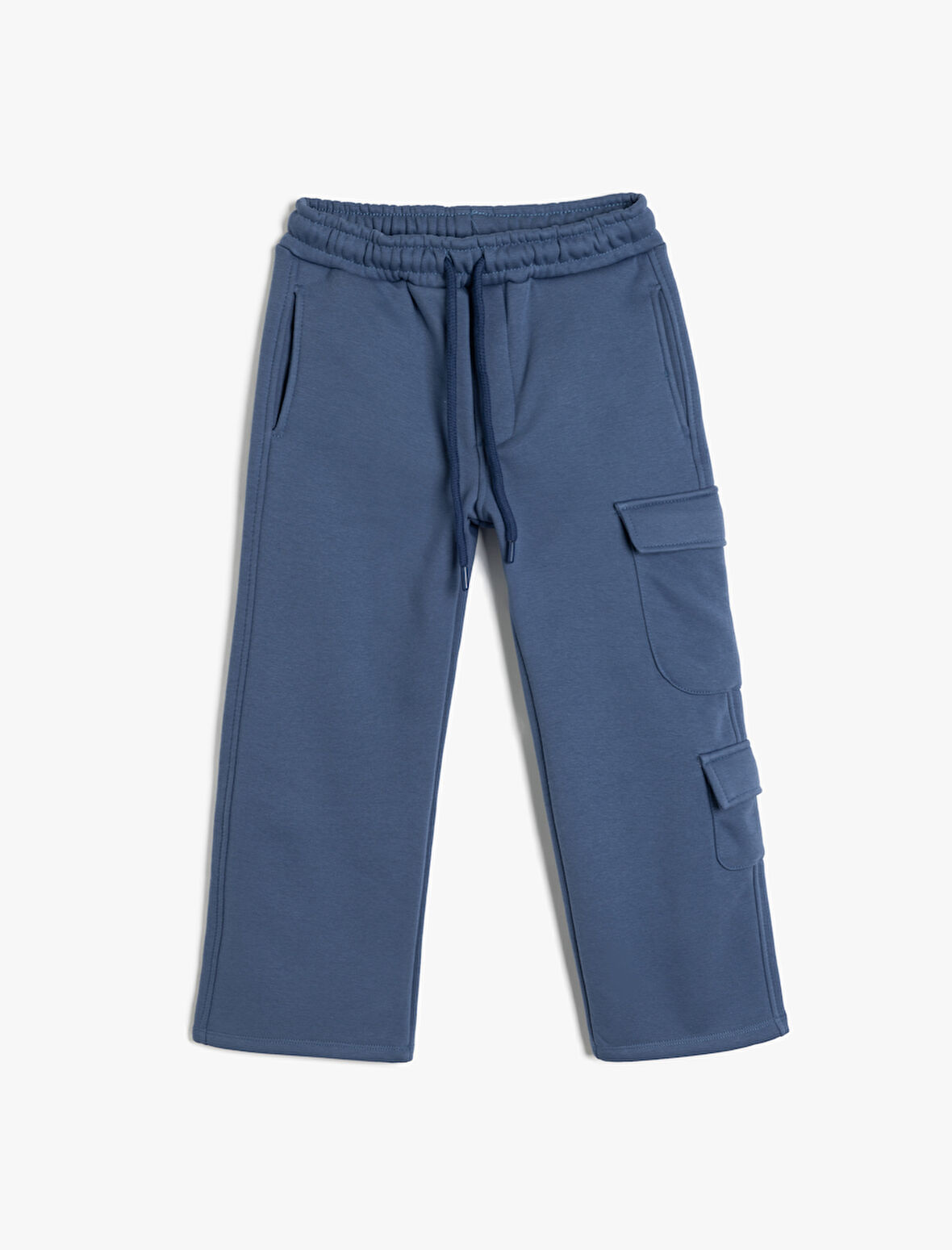 Oversize Eşofman Altı Kargo Cep Detaylı Beli Bağcıklı Pamuk Karışımlı Şardonlu