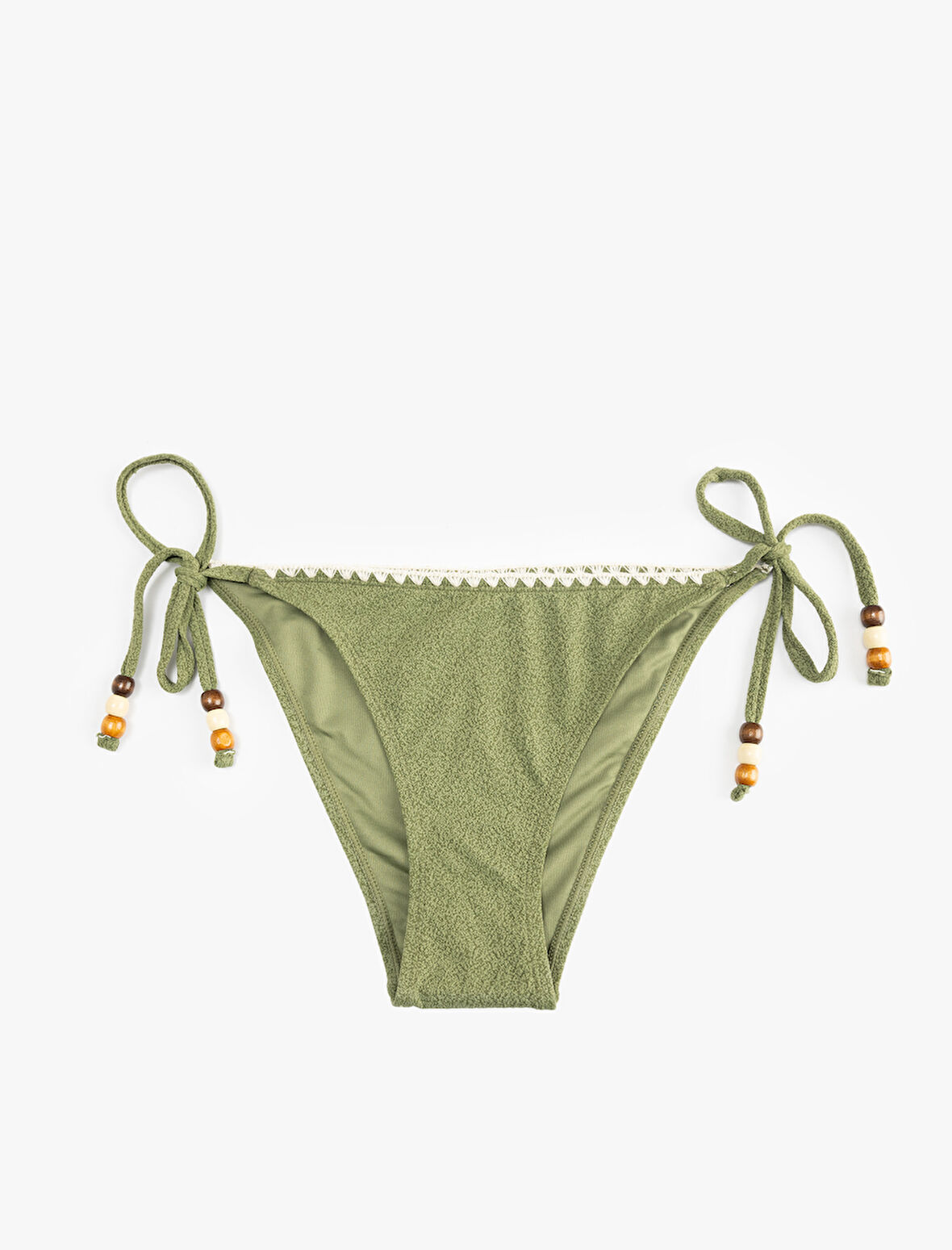 Kroşe Detaylı Boncuklu Yanları İpli Bikini Altı