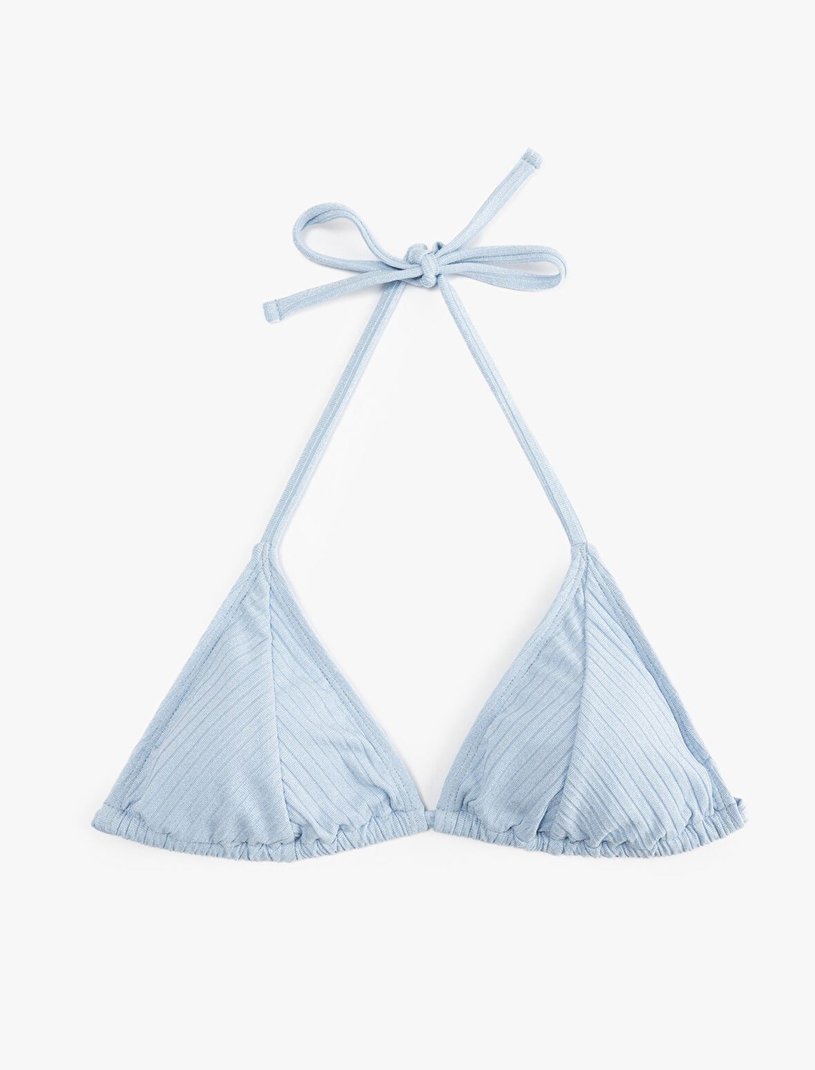 Astarlı Boyundan Bağlamalı İpli Parıltılı Üçgen Bikini Üstü