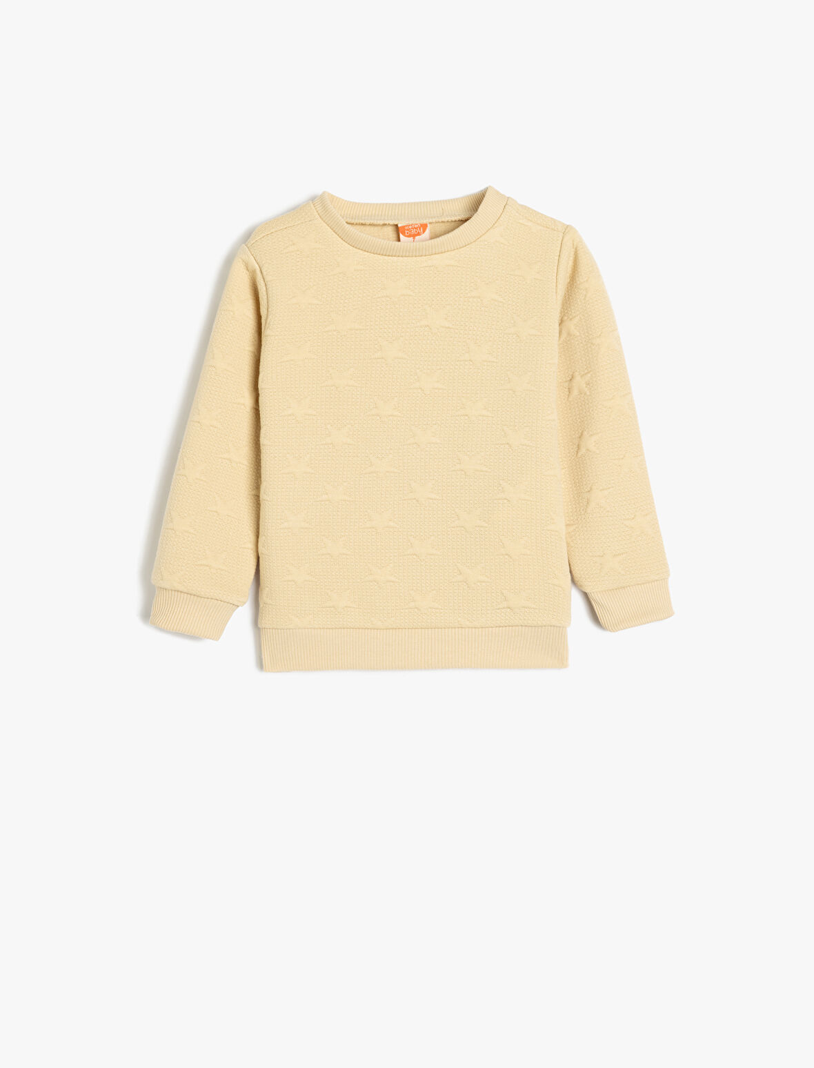 Sweatshirt Yıldız Detaylı Dokulu Bisiklet Yaka Uzun Kollu 