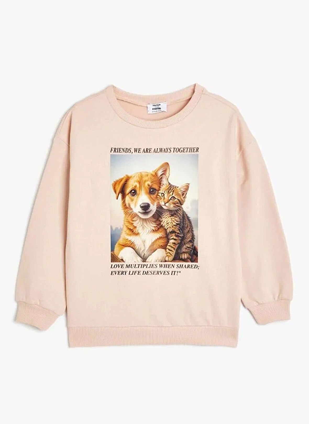Koton Baskılı Kız Çocuk Pembe Sweatshırt 5WKG10563AK