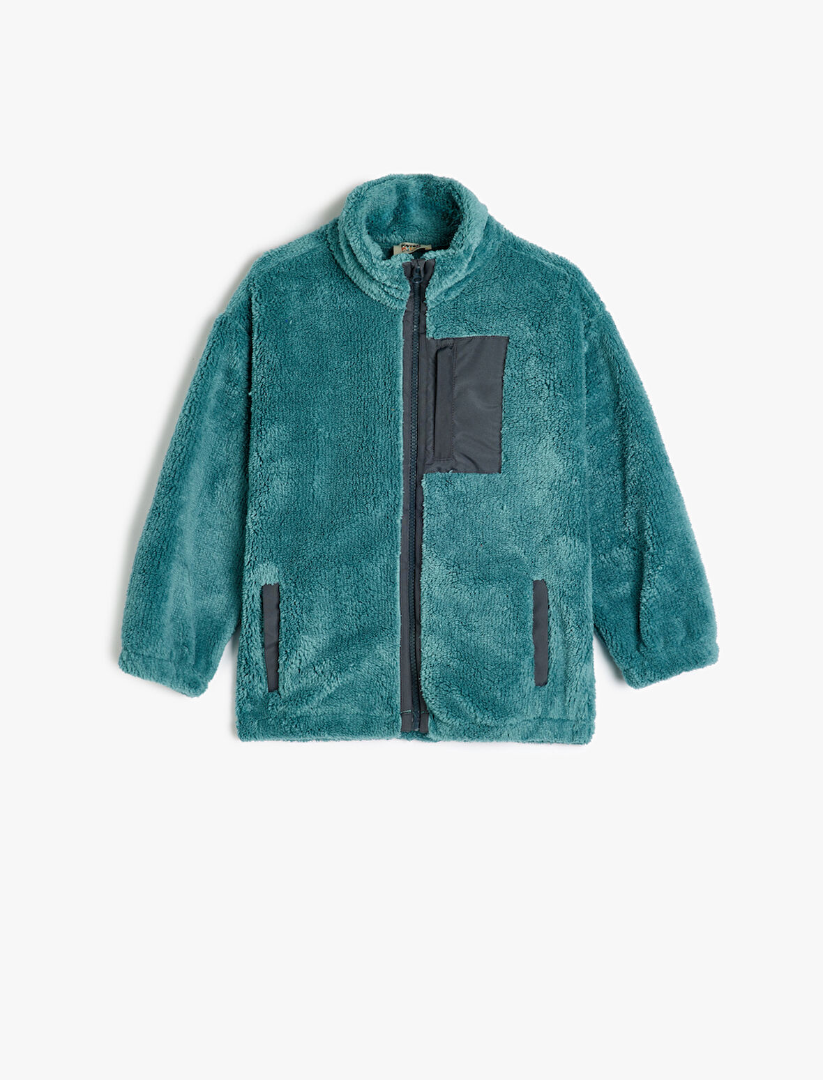 Fermuarlı Polar Sweatshirt Dik Yaka Uzun Kollu Cep Detaylı 