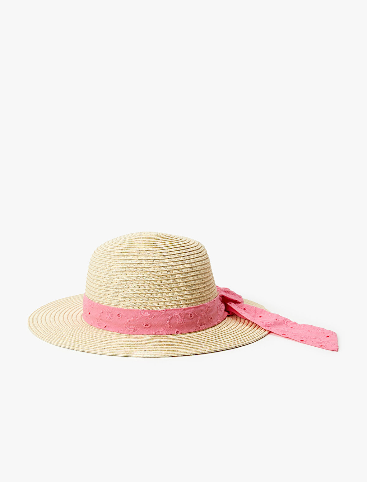 Kurdelede Detaylı Hasır Şapka