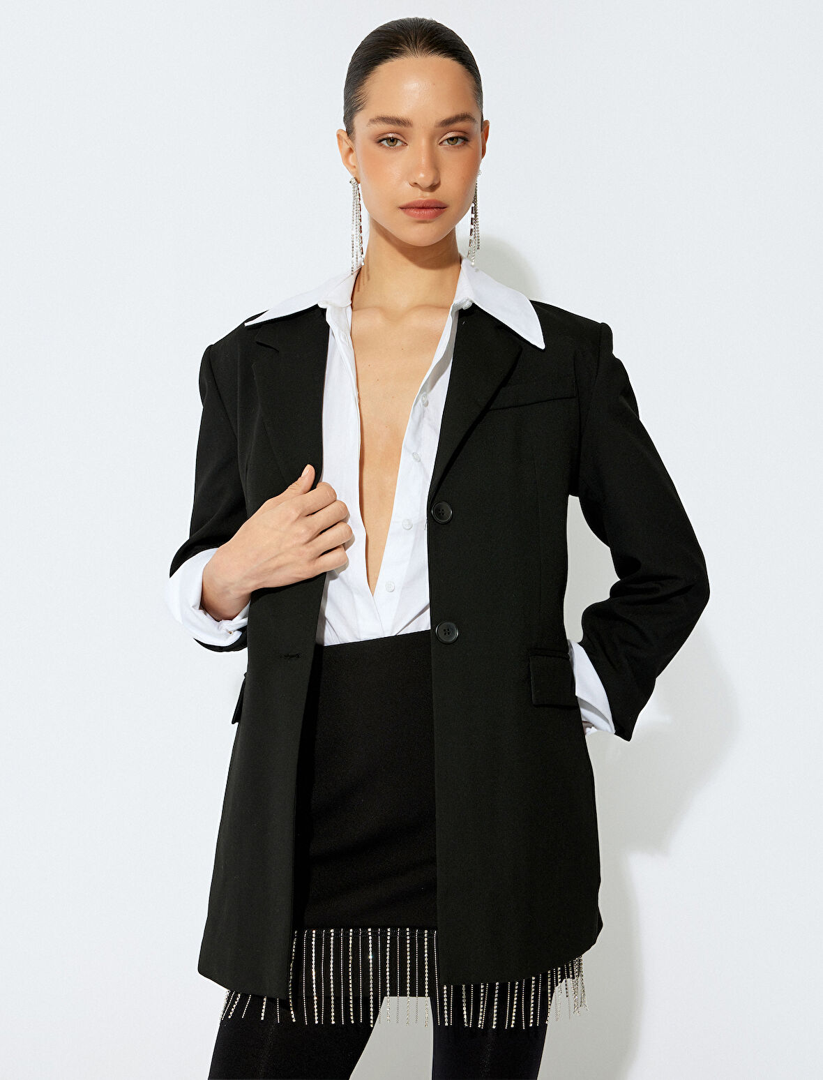 Rahat Kalıp Standart Bel Taşlı Mini Etek 