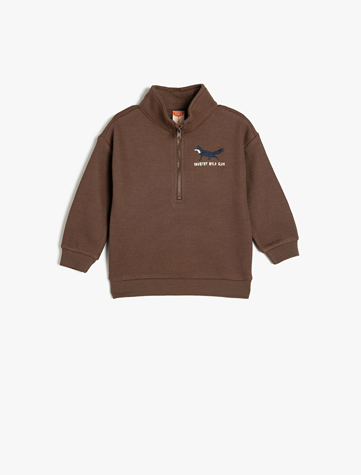 Yarım Fermuarlı Polo Yaka Uzun Kollu Pamuklu Sweatshirt