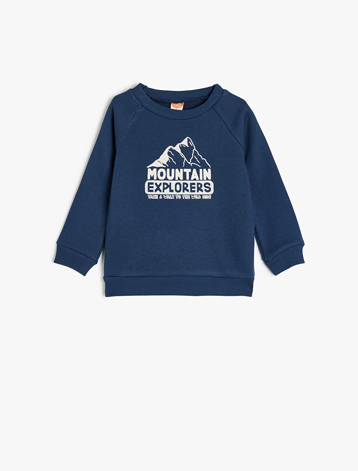 Baskılı Uzun Kollu Bisiklet Yaka Pamuklu Şardonlu Sweatshirt