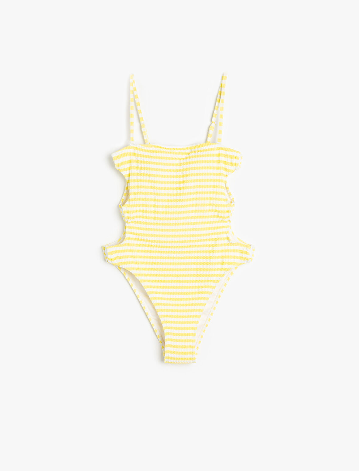 Deniz Kabuğu Aksesuar Detaylı Çizgili Straplez Mayo