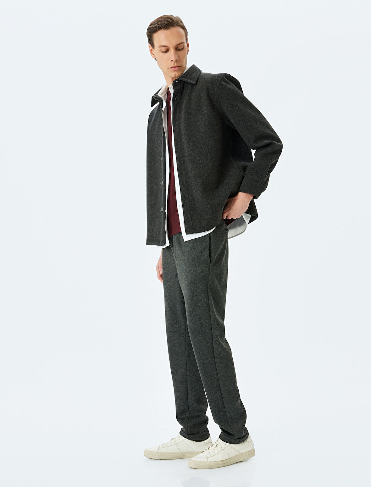 Normal Bel Slim Fit Viskon Karışımlı Beli Bağcıklı Eşofman Pantolon