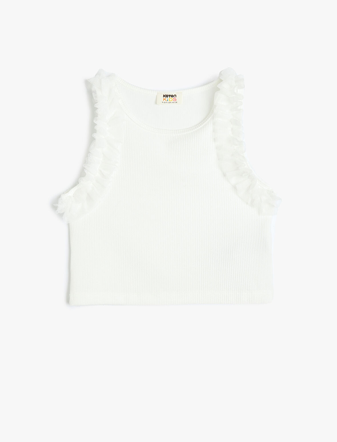 Fırfır Detaylı Ribanalı Bisiklet Yaka Crop Atlet