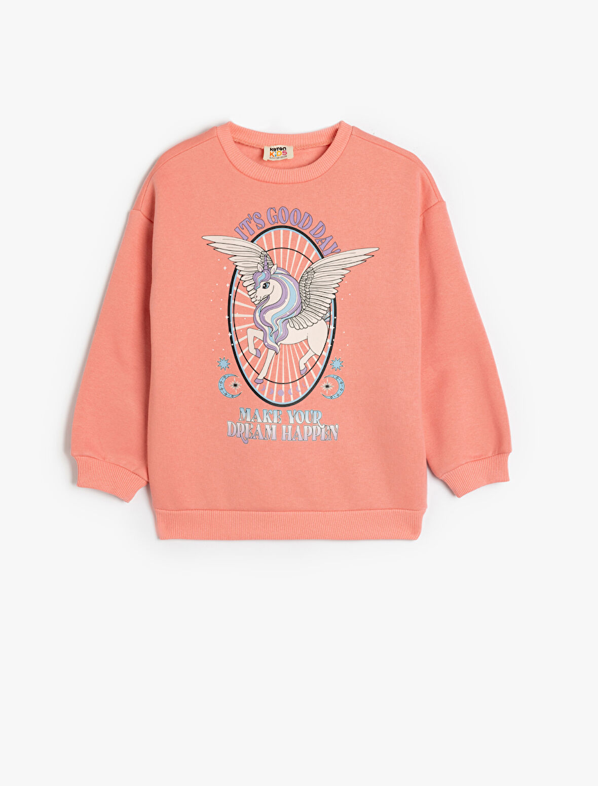 Sweatshirt Unicorn Baskılı Uzun Kollu Bisiklet Yaka Şardonlu 