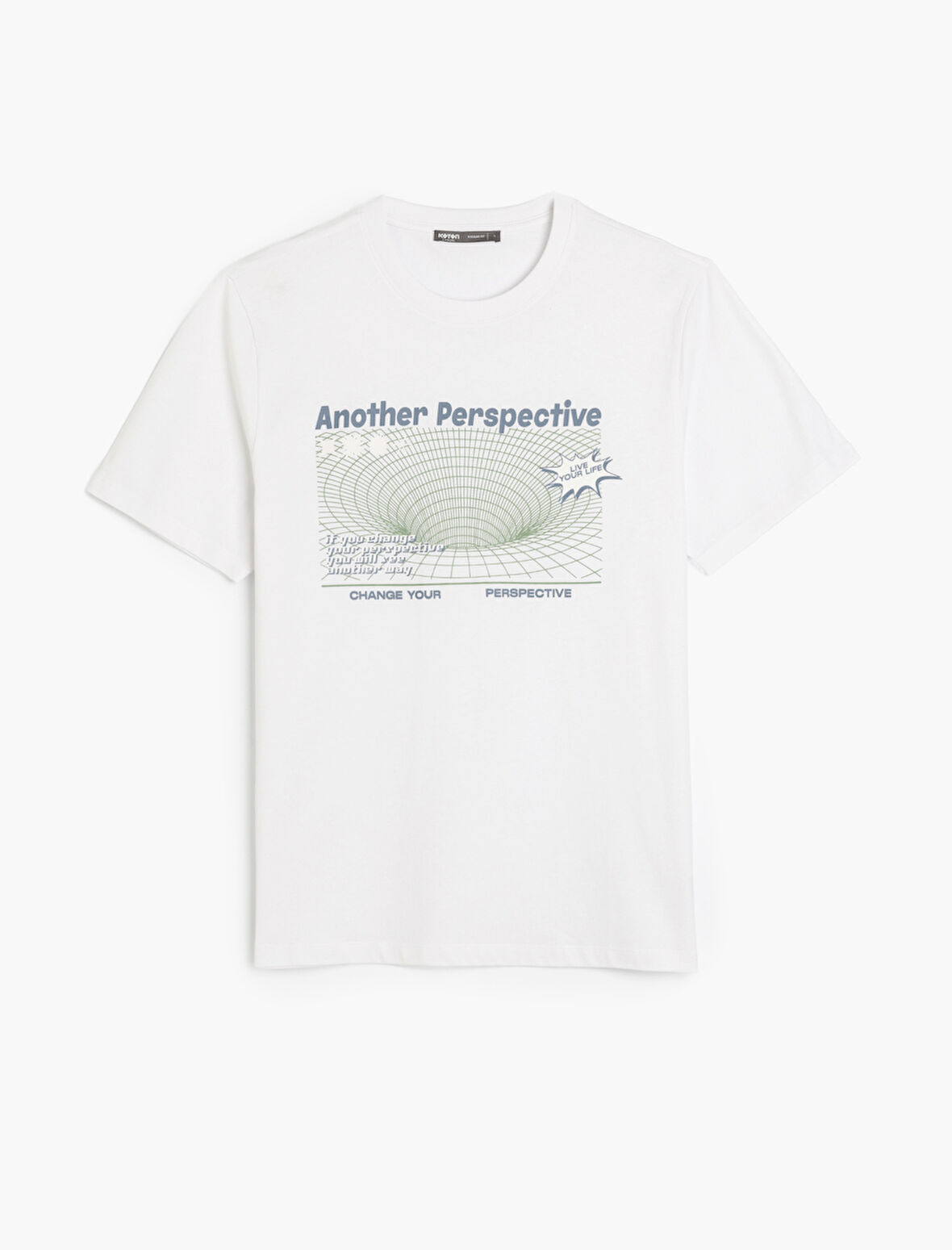 Kısa Kollu Regular Fit Bisiklet Yaka Pamuklu Baskılı Tişört