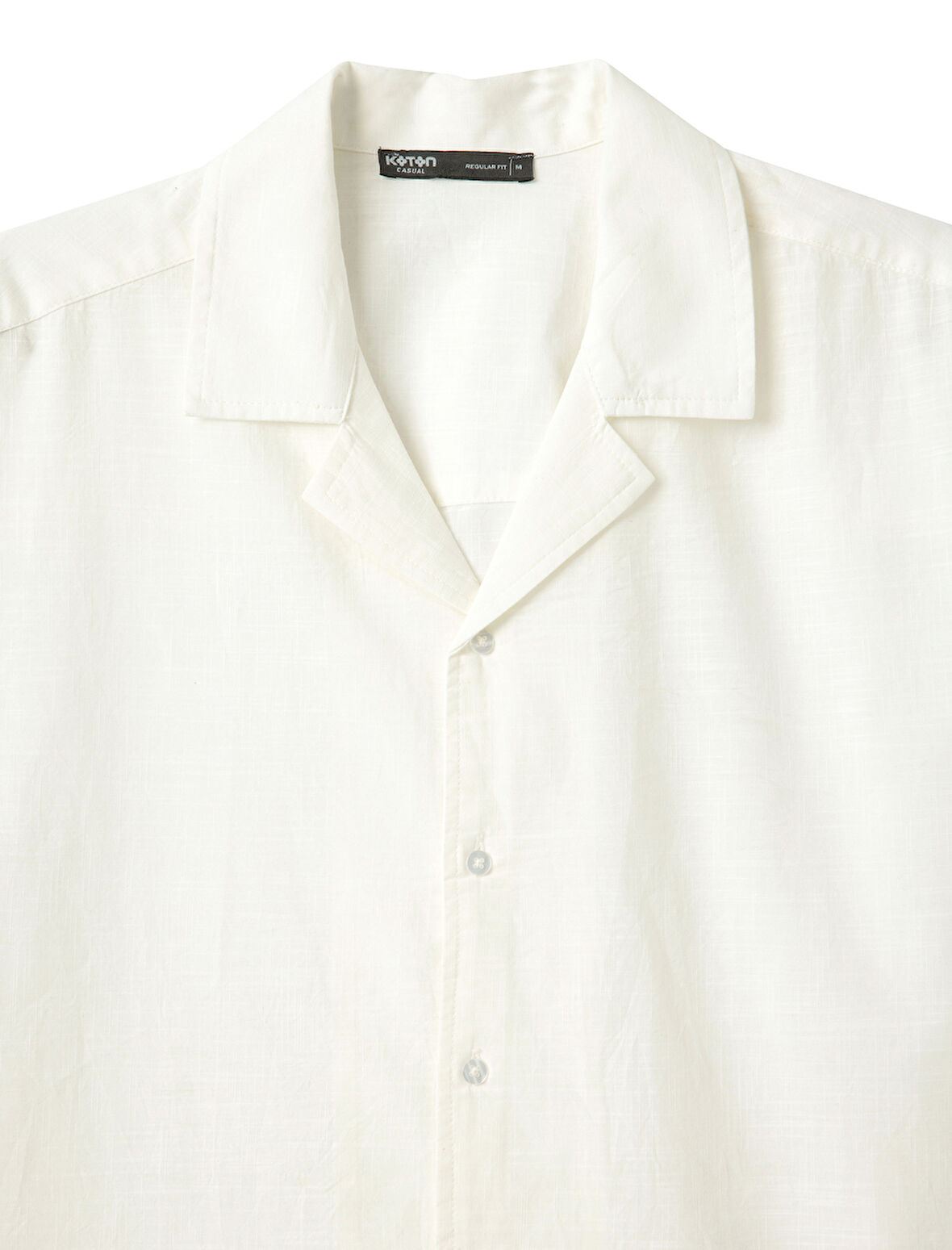 Pamuklu Devrik Yaka Regular Fit Desenli Nakışlı Kısa Kollu Gömlek