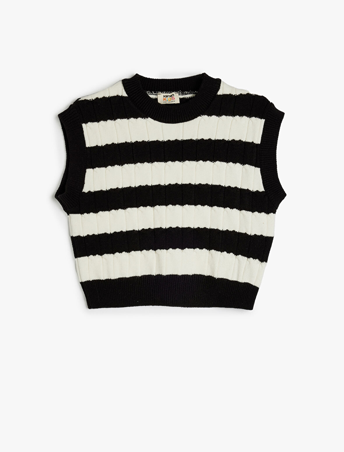 Çizgili Slim Fit Bisiklet Yaka Crop Süveter 