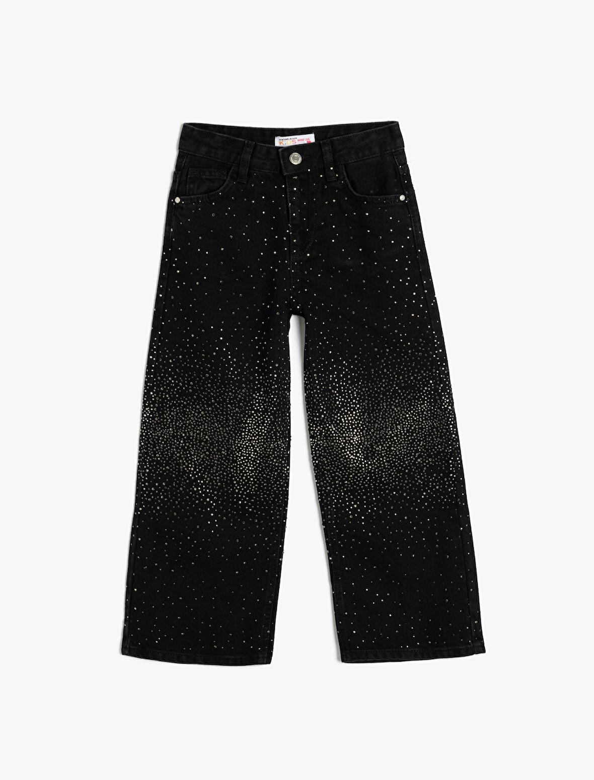 Kot Pantolon Geniş Paça Zımbalı Cepli Pamuklu - Wide Leg Jean