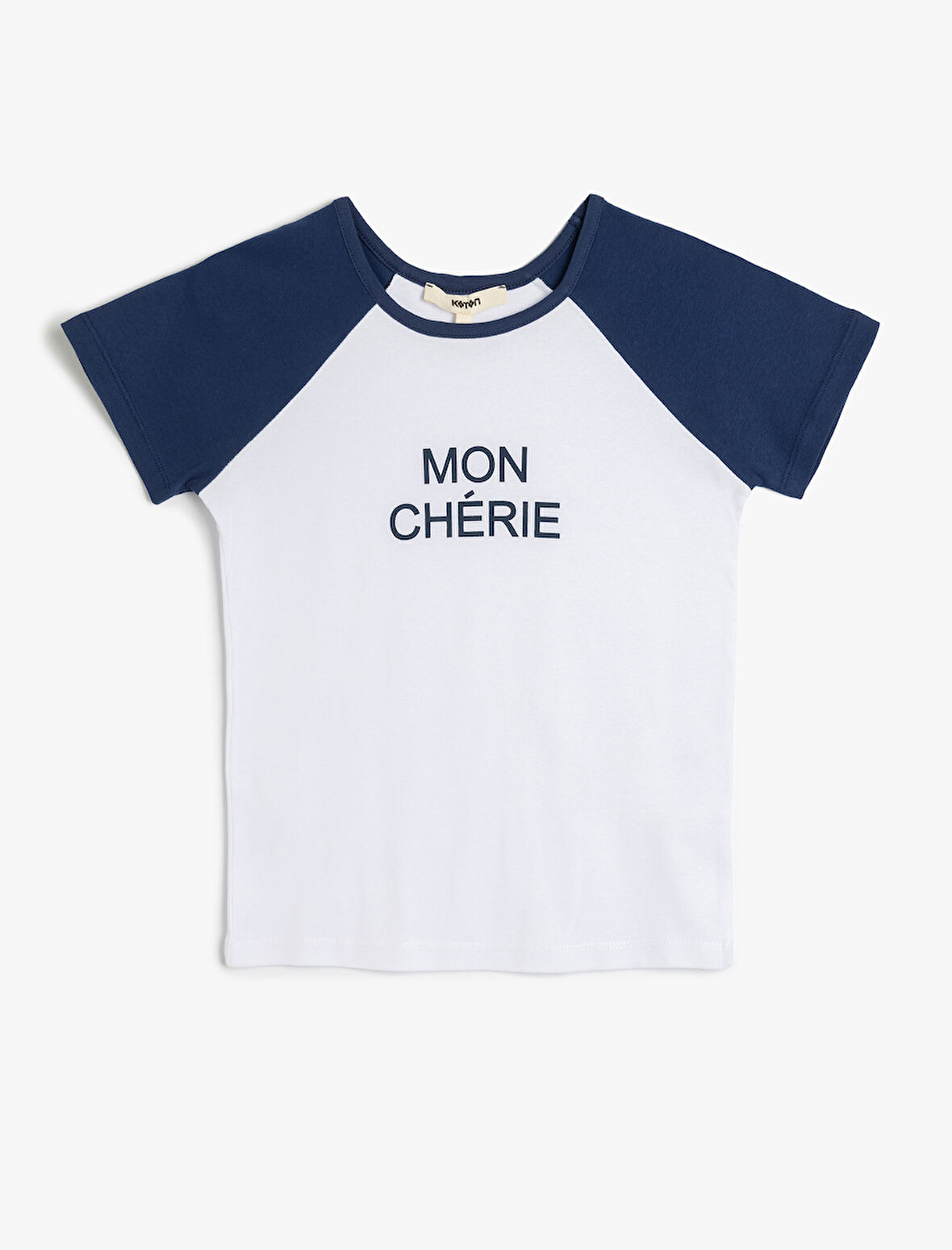 Pamuklu Renk Bloklu Bisiklet Yaka Kısa Kollu Baskılı Kadın Tişört