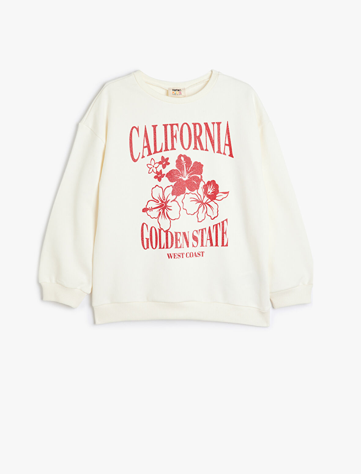 Baskılı Uzun Kollu Bisiklet Yaka Sweatshirt