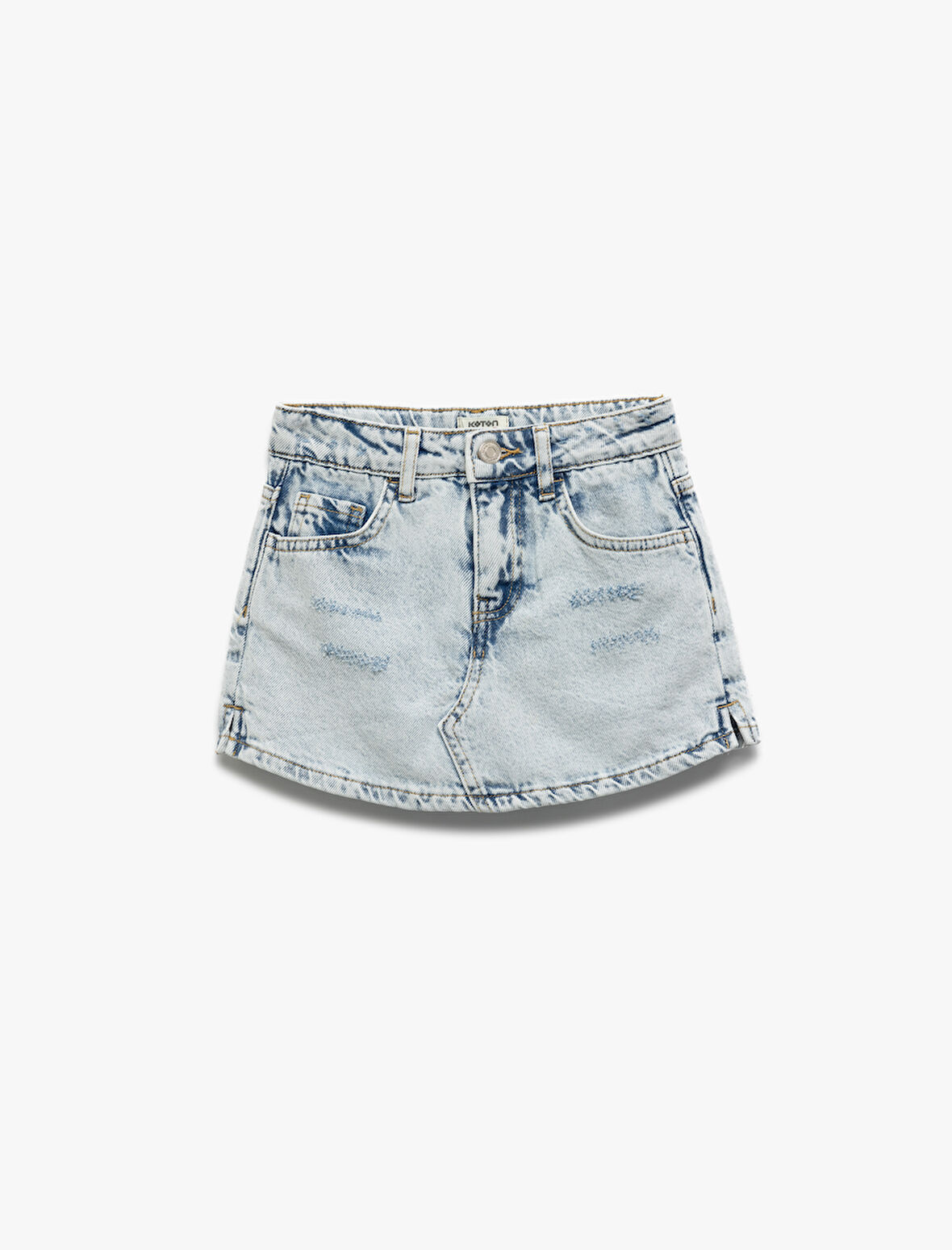Pamuklu Düğme Detaylı Cepli Denim Şort Etek