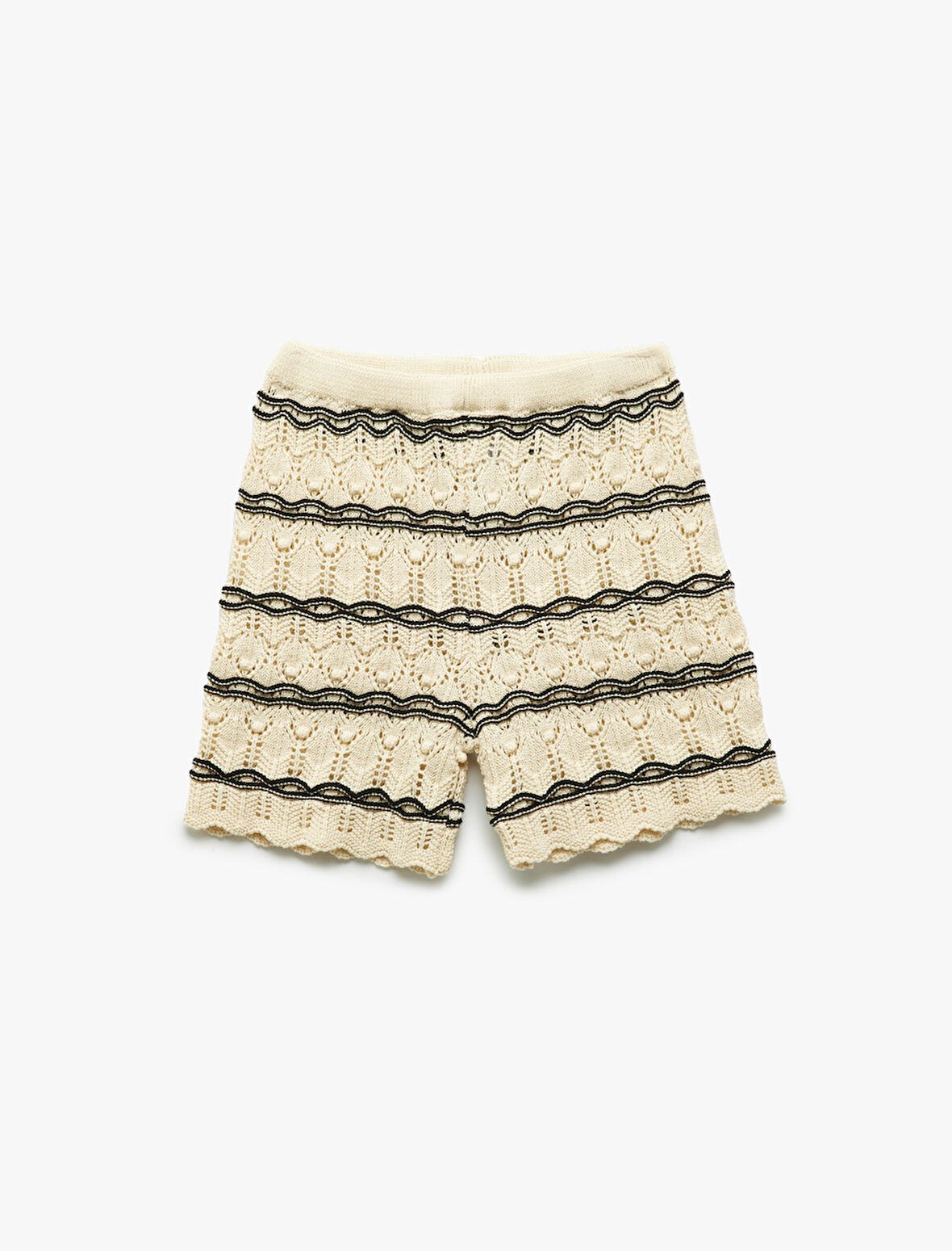 Pamuklu Örgü Detaylı Ajurlu Triko Şort