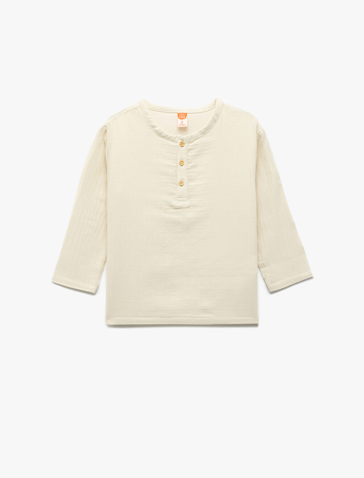 Kısa Kollu Bisiklet Yaka Düğmeli Pamuklu Müslin Gömlek