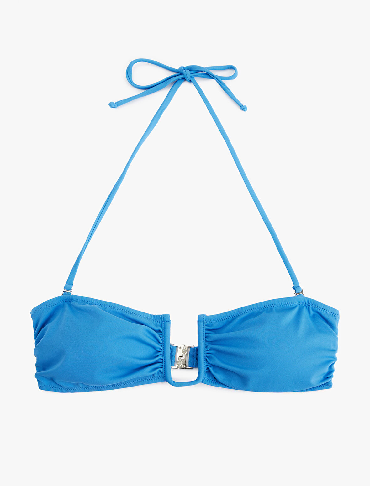 Metal Aksesuarlı Çıkarılabilir Askılı Straplez Bikini Üstü