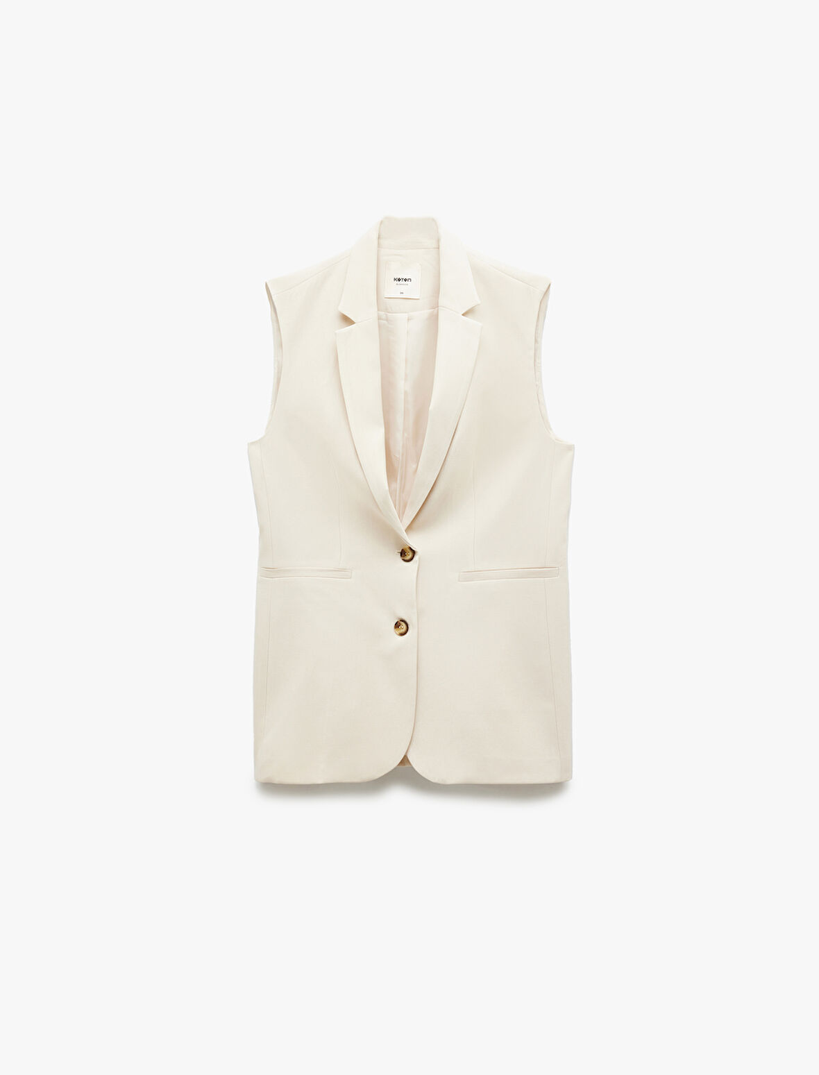 Modal Kumaş Astarlı Kolsuz Düğmeli Kruvaze Uzun Blazer Yelek